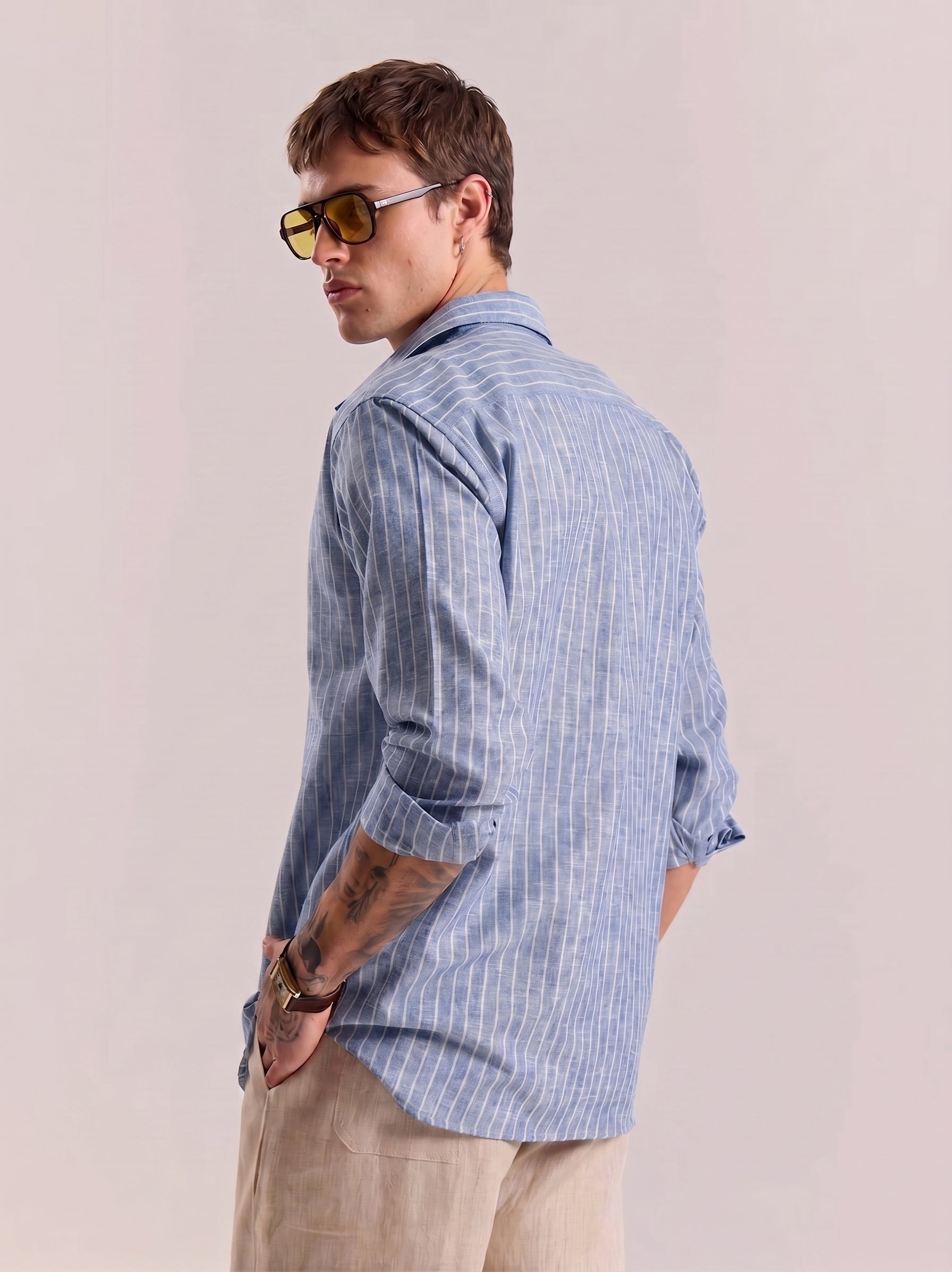 Blue Striped Linen Shirt