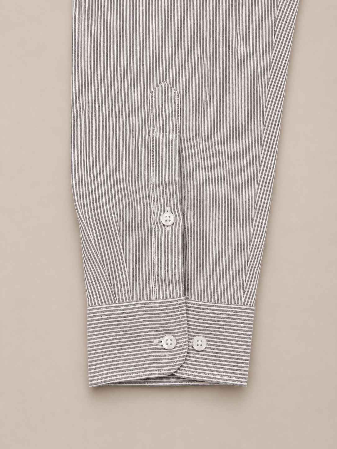 Dark Grey Striped Linen Shirt