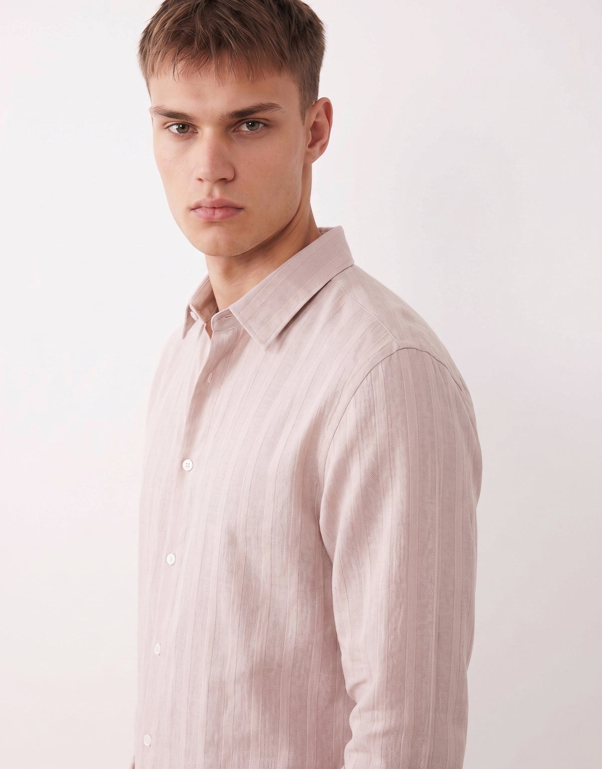 Dusty Pink Cotton Striped Shirt