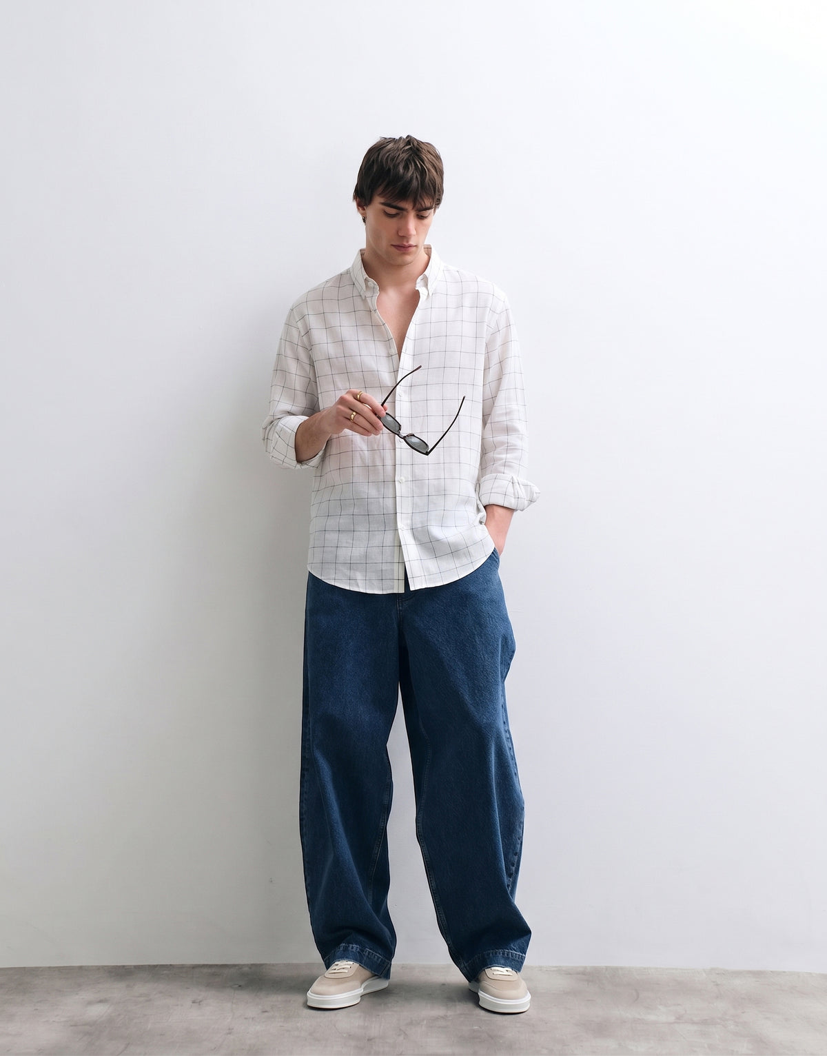 White Checked Cotton Shirt