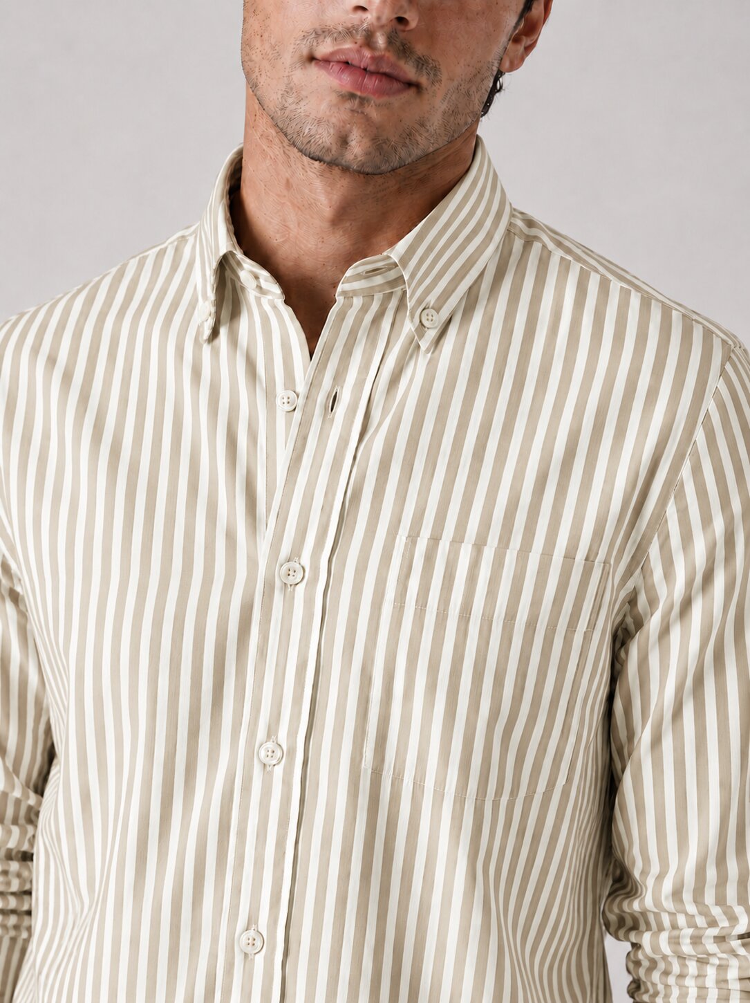 Sand Stone Striped Linen Shirts