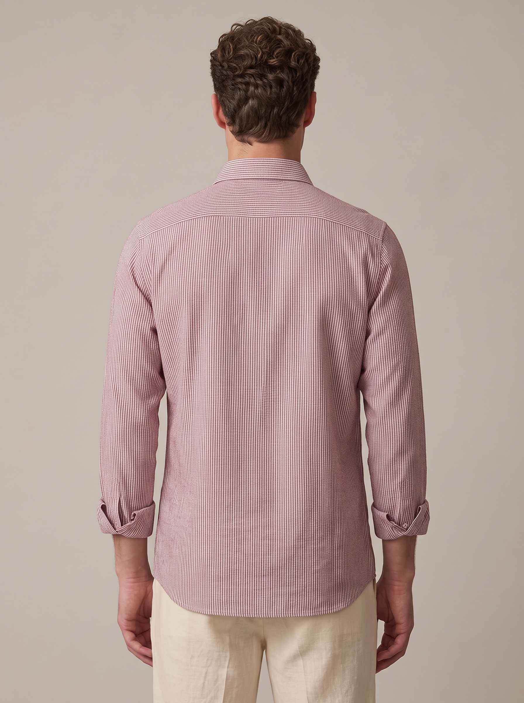 Muted Rose Striped Linen Shirt