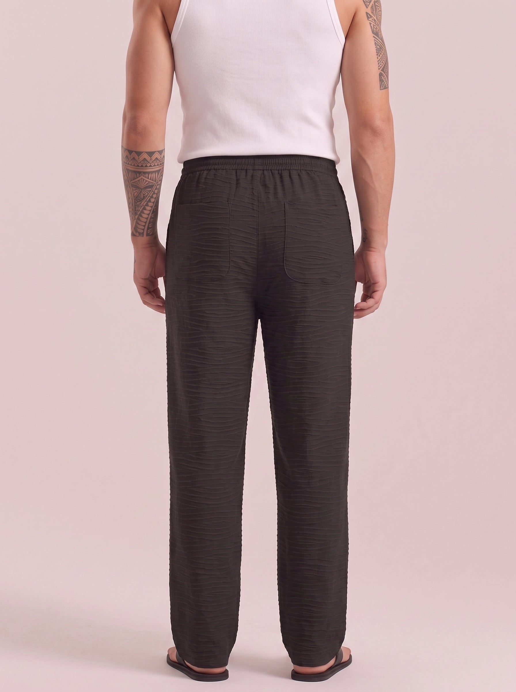 Dark Night Striped Cotton Linen Pant