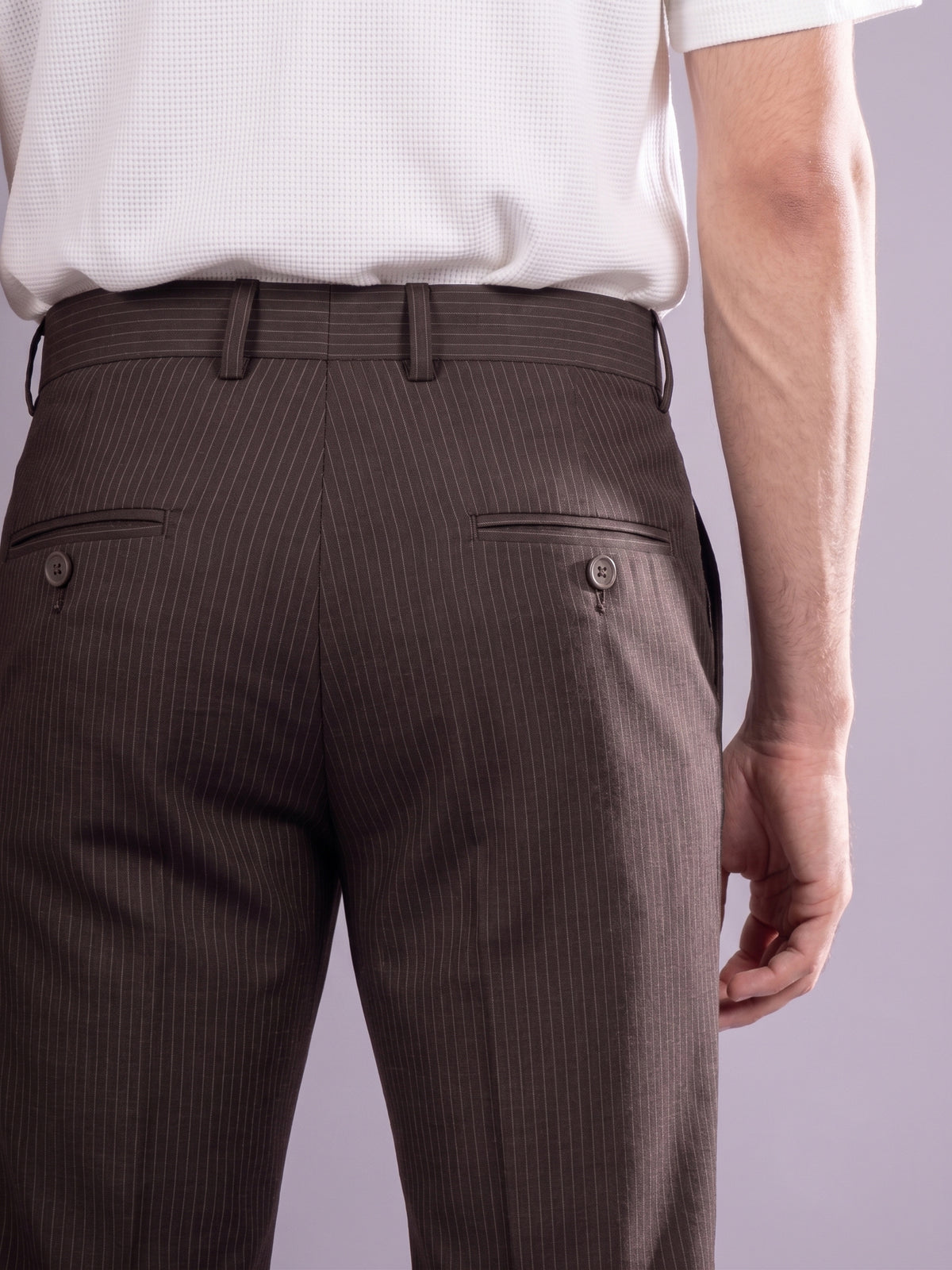 Coffee Striped Bootcut Pant