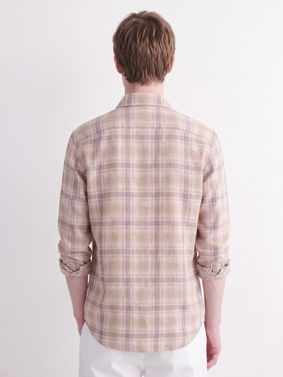 Orange Checked Linen Shirt
