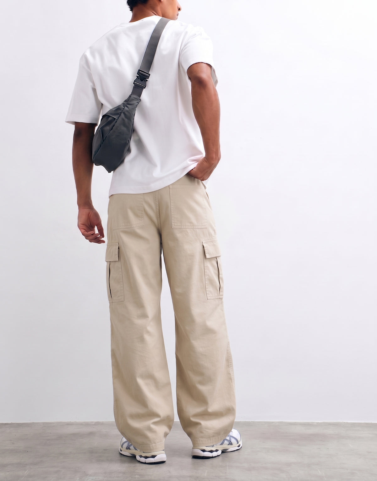 Ivory Mid Rise Cotton Cargo