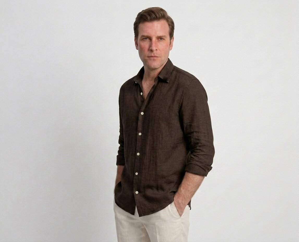 Dark Olive Linen Shirt