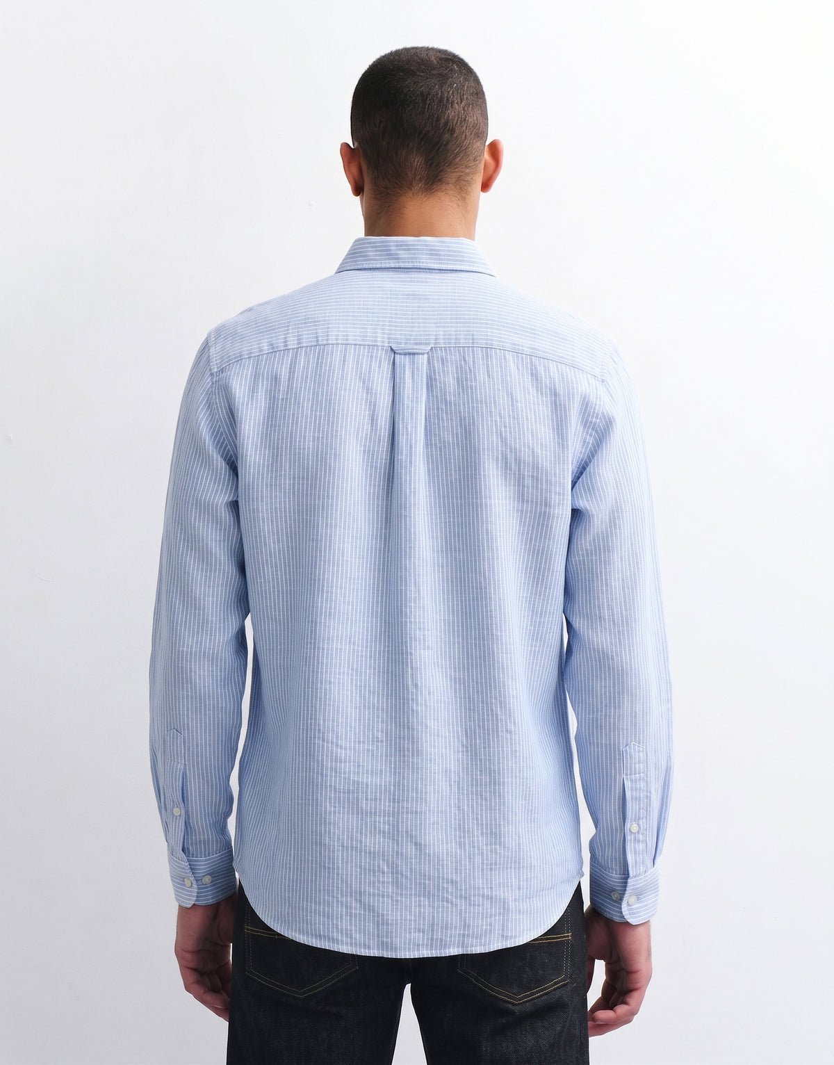 Baby Blue Striped Linen Shirt