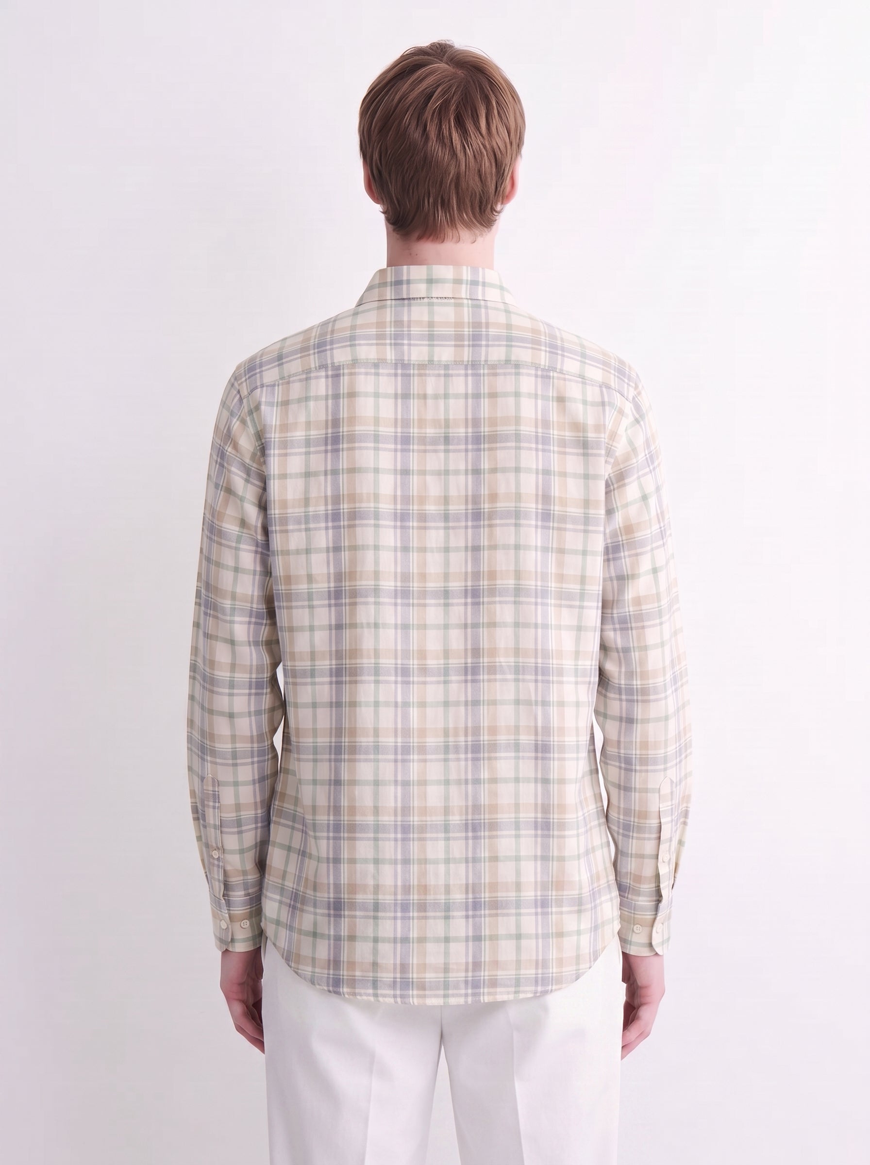 Cream Checked Linen Shirt
