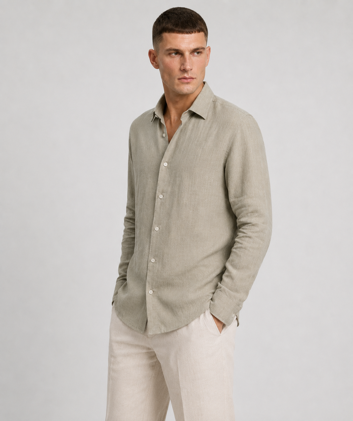 Sand Beige Linen Shirt