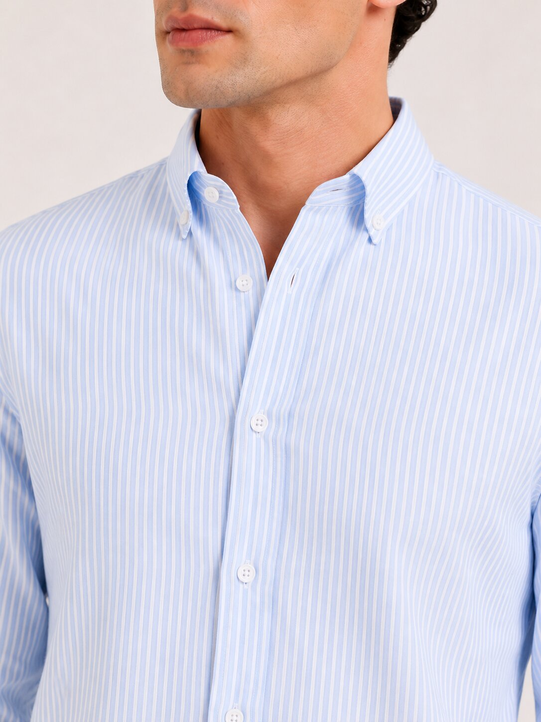 Dusty Blue Striped Linen Shirt