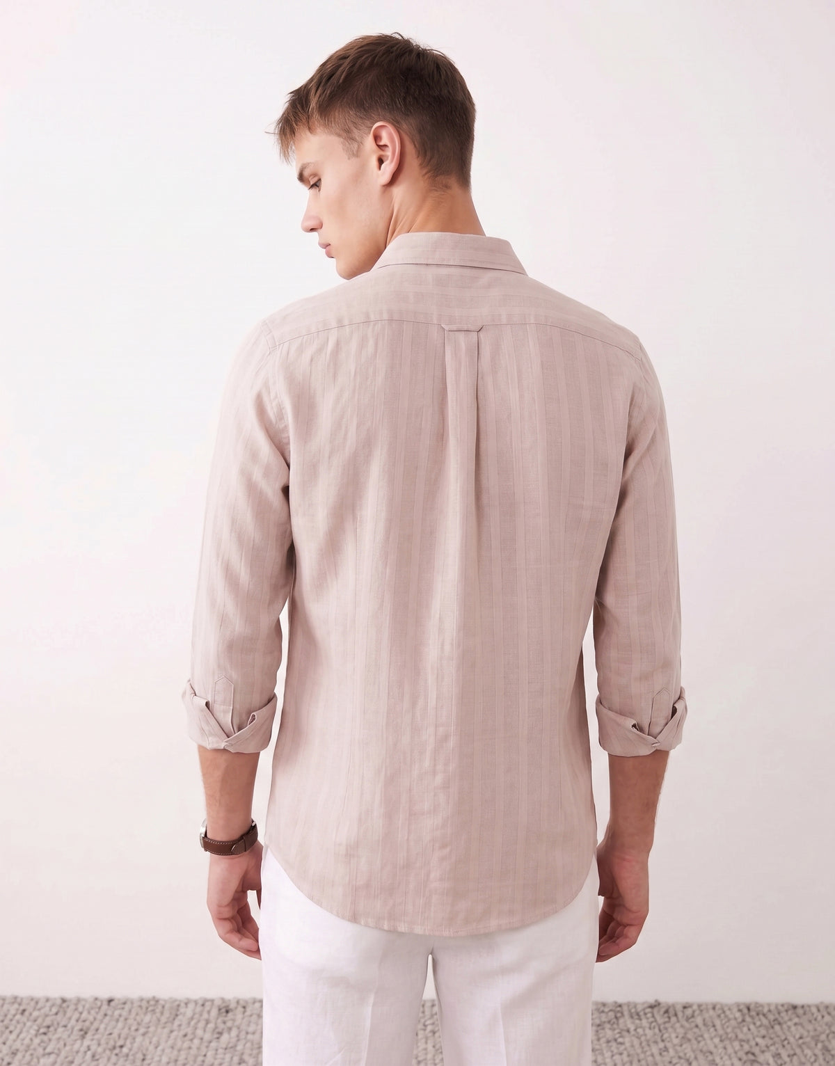 Dusty Pink Cotton Striped Shirt