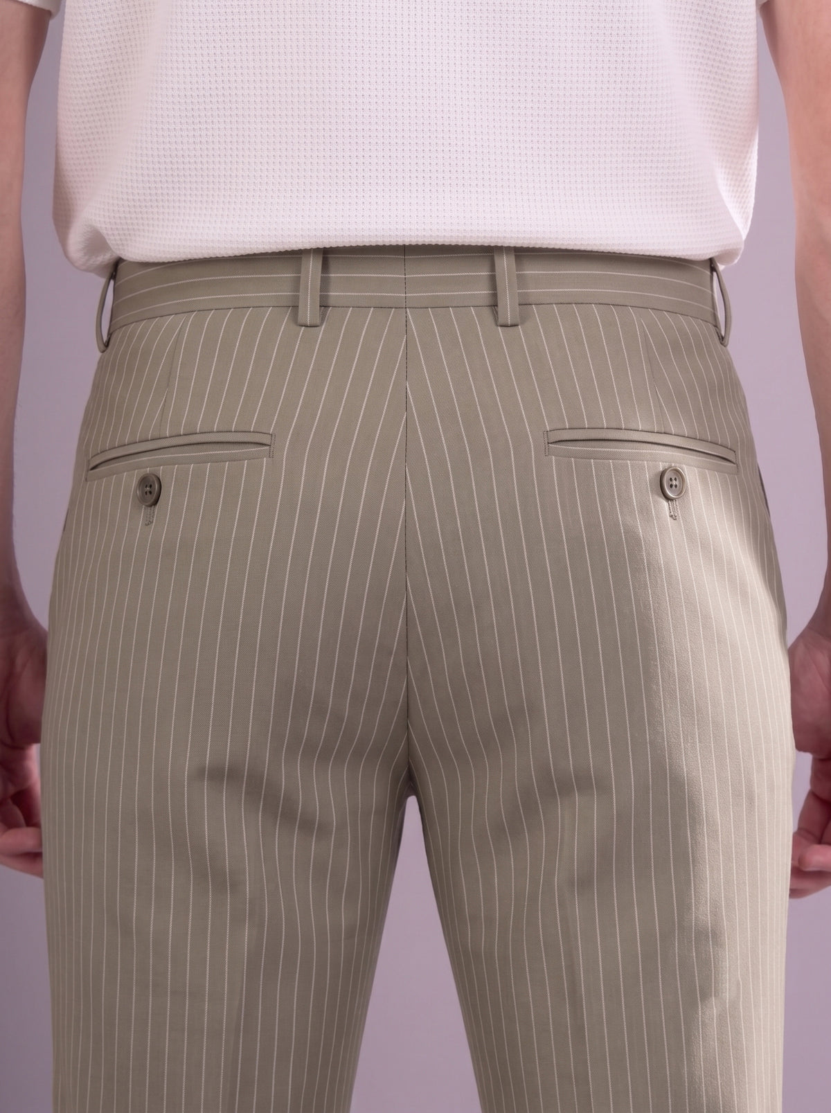 Ivory Striped Bootcut Pant