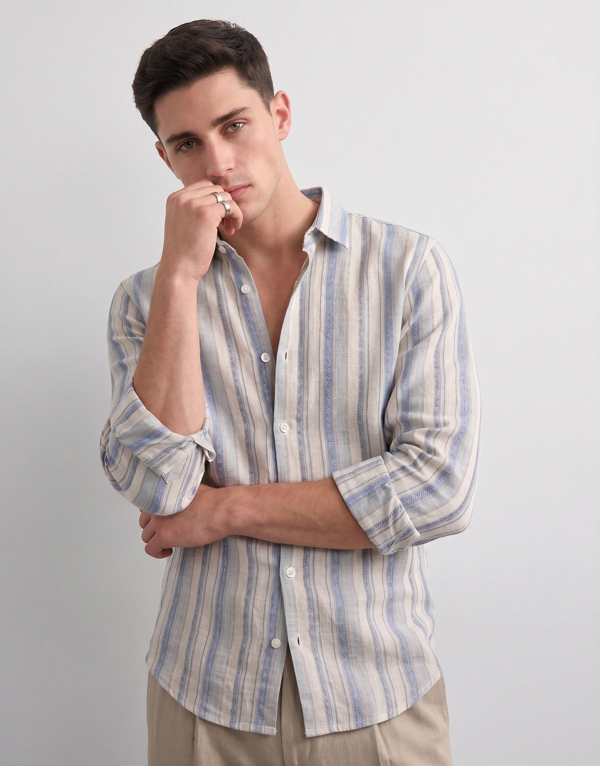 Blue Striped Linen Shirt