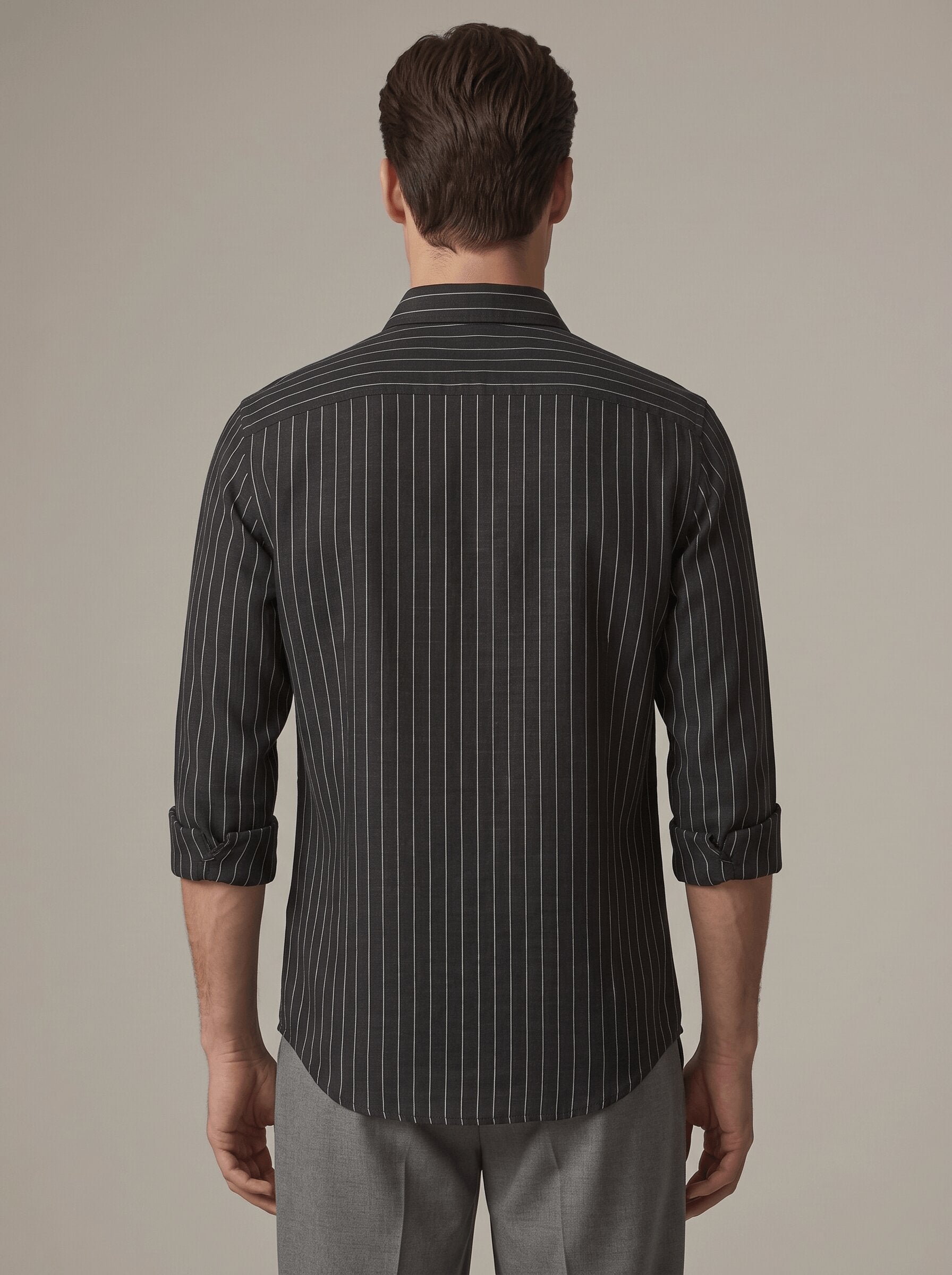 Black Pinstriped Linen Shirt