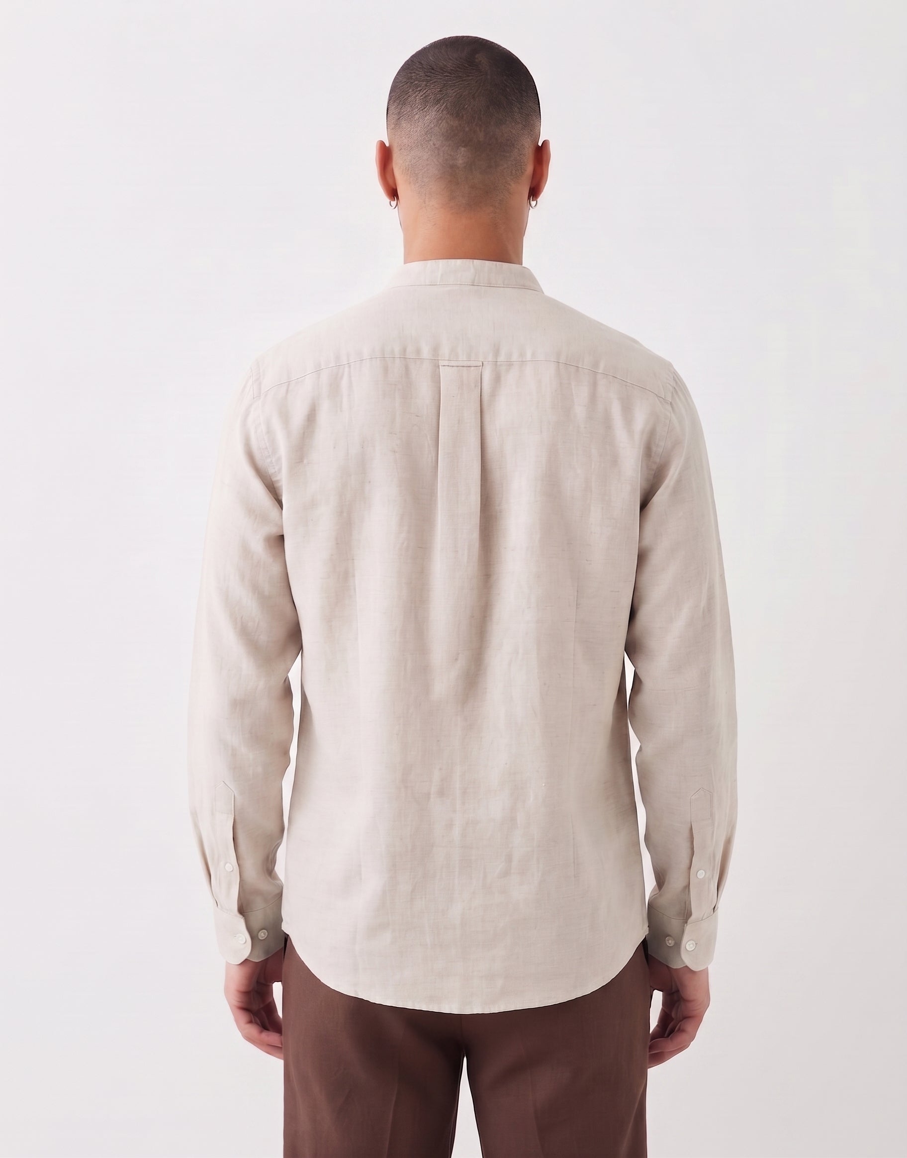 Natural Chinese Collar Linen Shirt