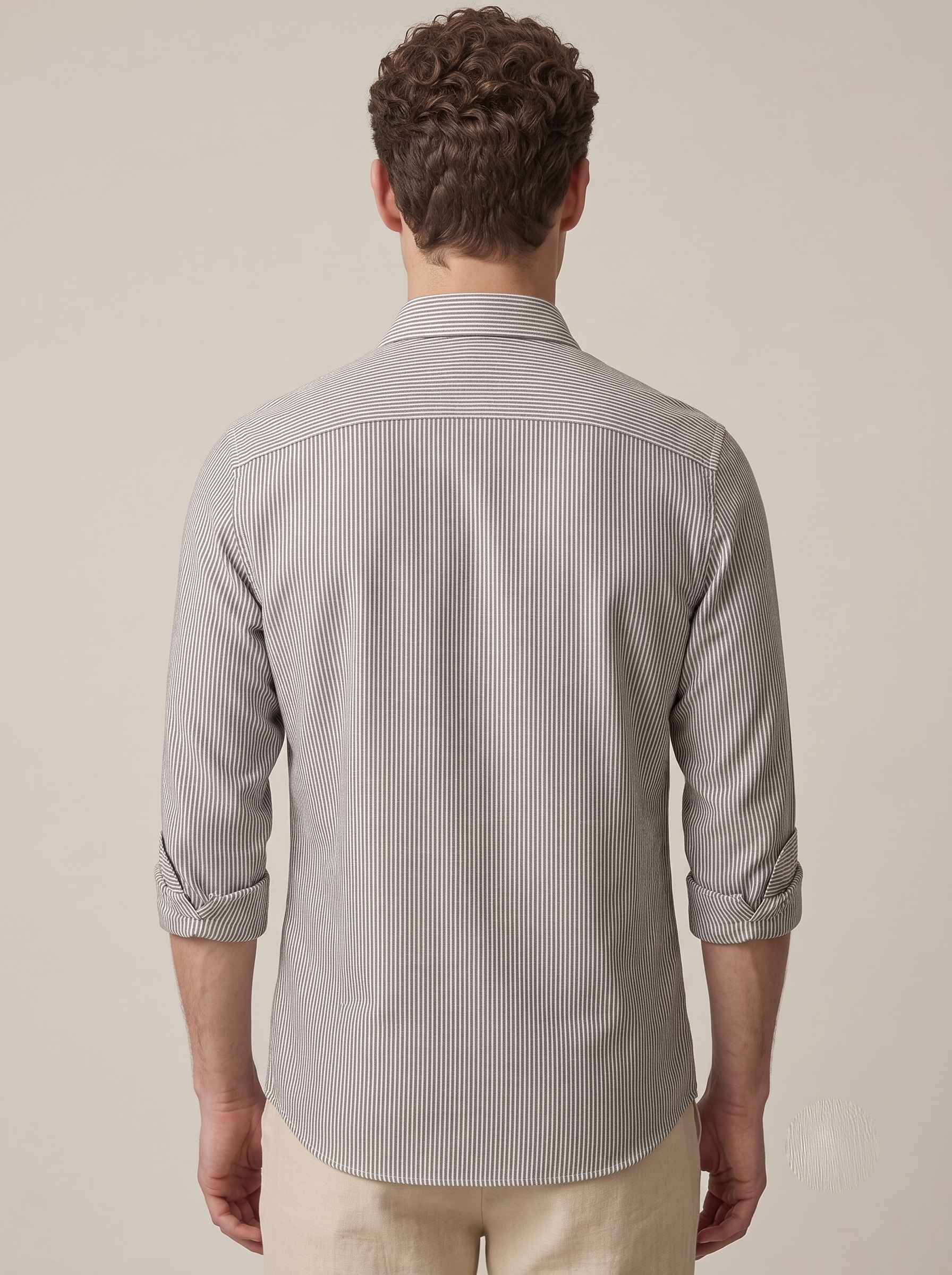 Dark Grey Striped Linen Shirt
