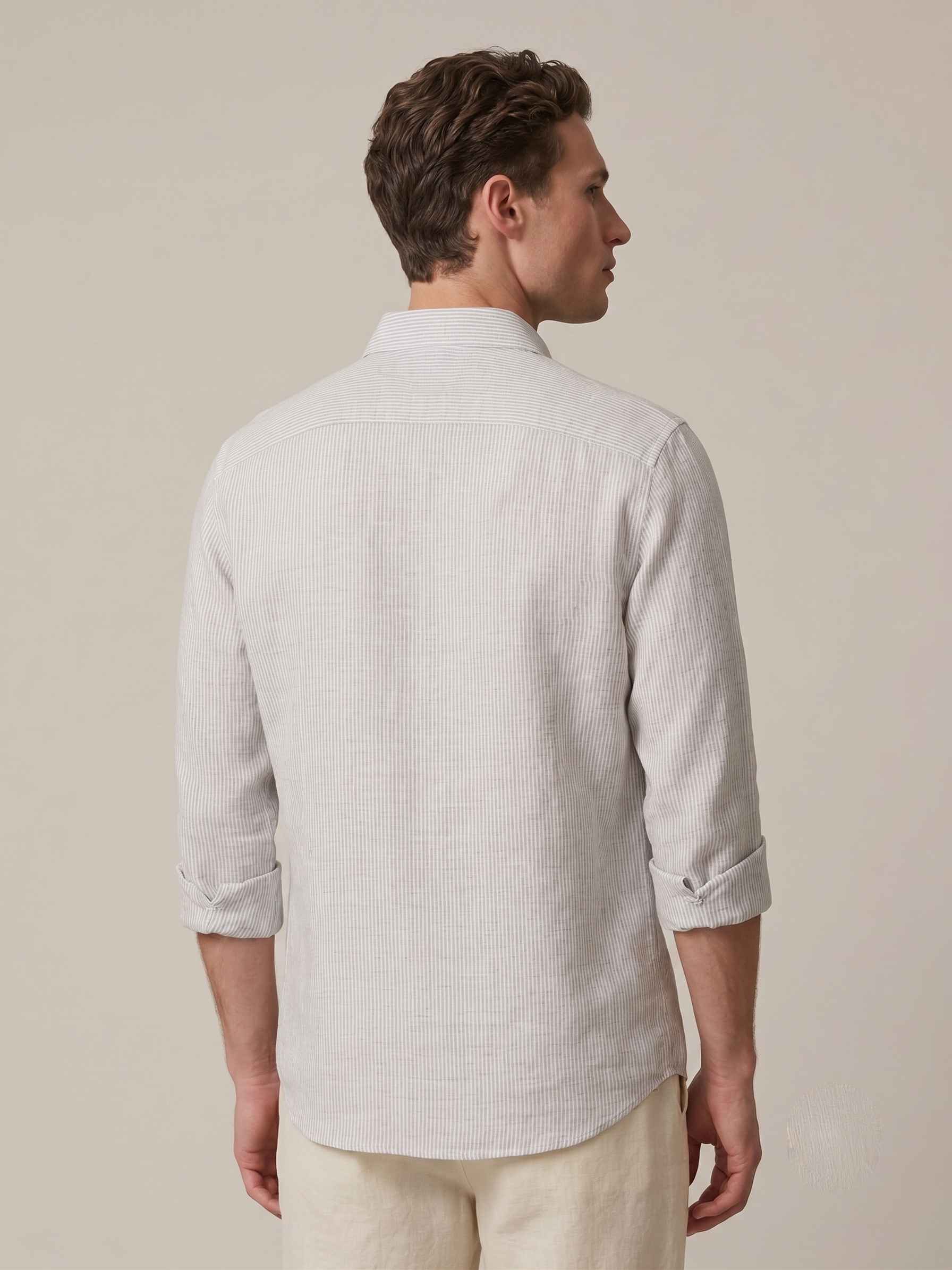 Light Grey Striped Linen Shirt