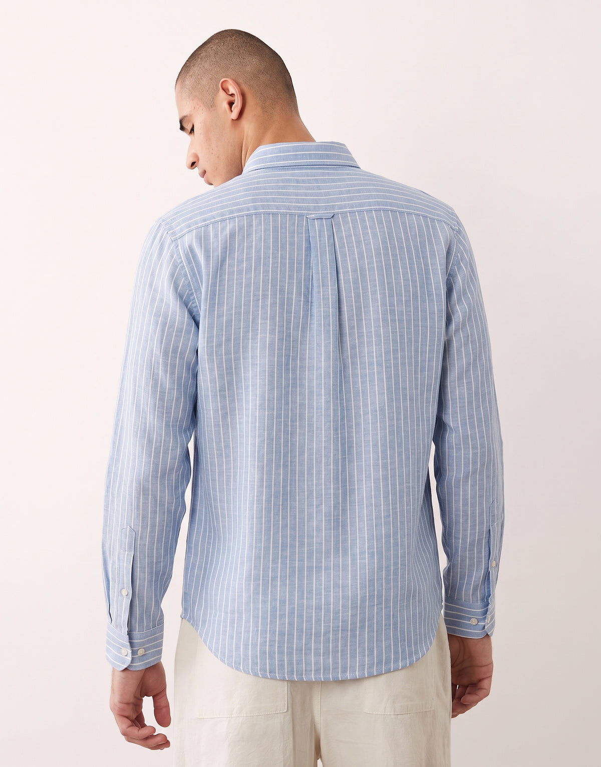Baby Blue Striped Linen Shirt