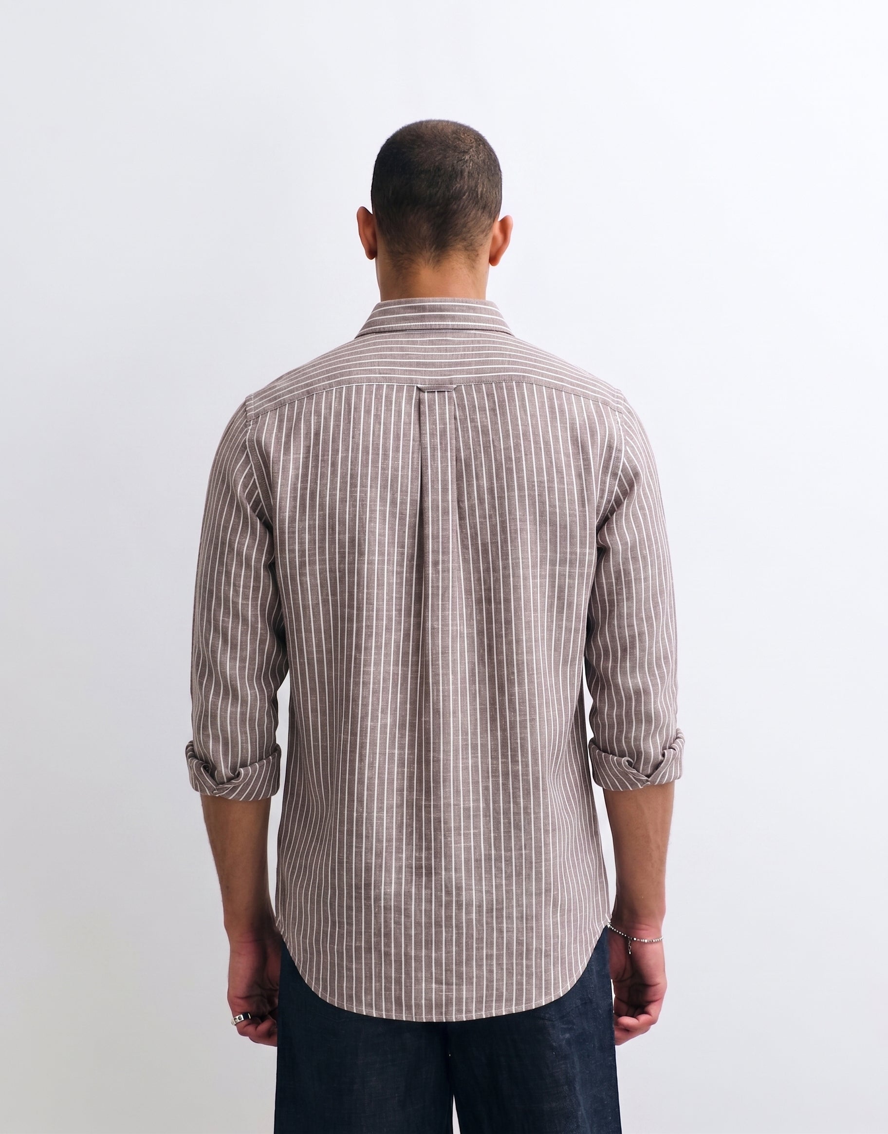 Mocha Striped Linen Shirt