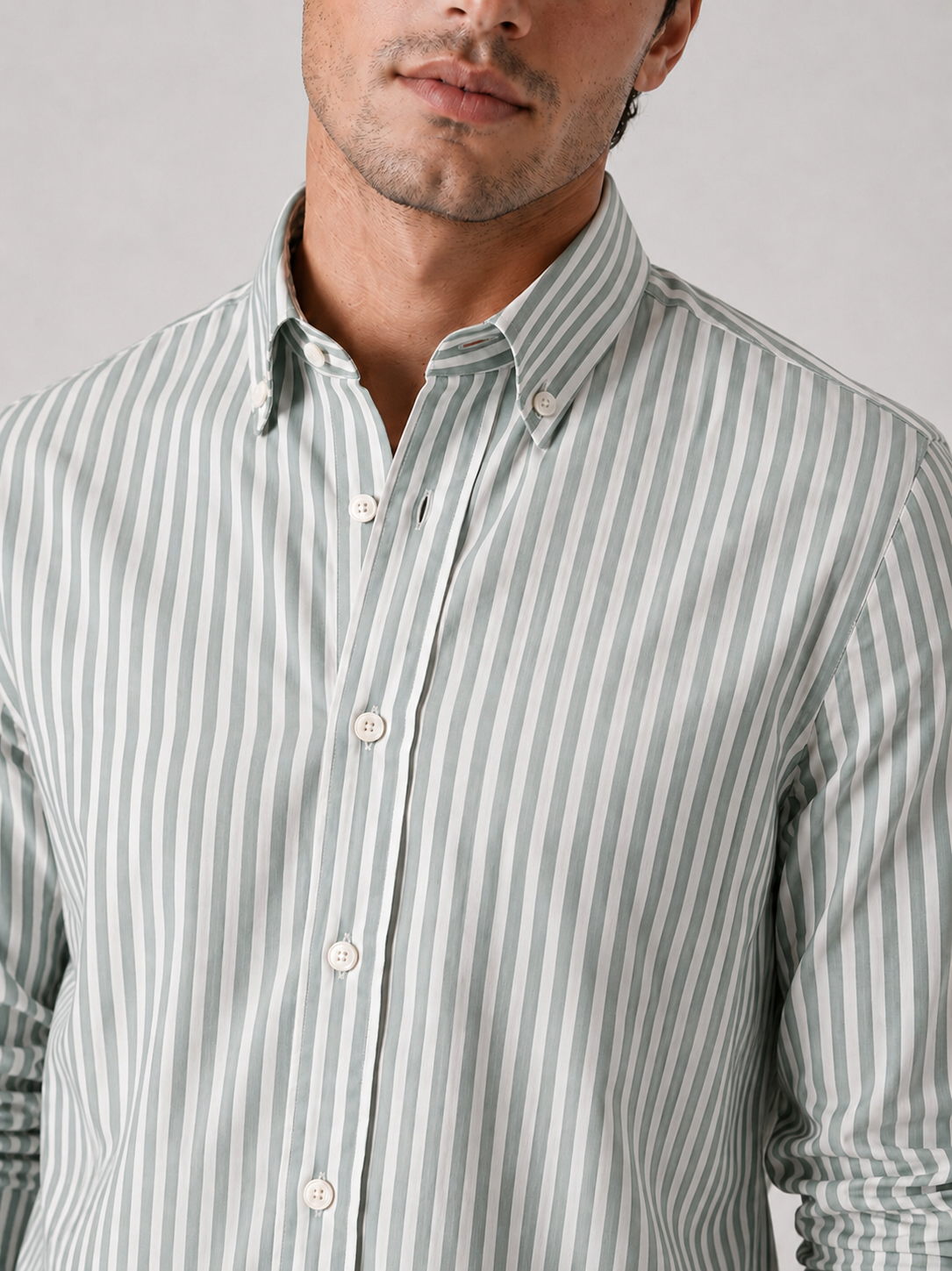 Sage Green Striped Linen Shirts