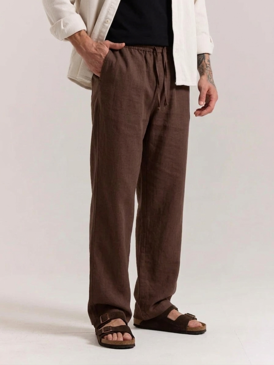 Coffee Cotton Linen Pants