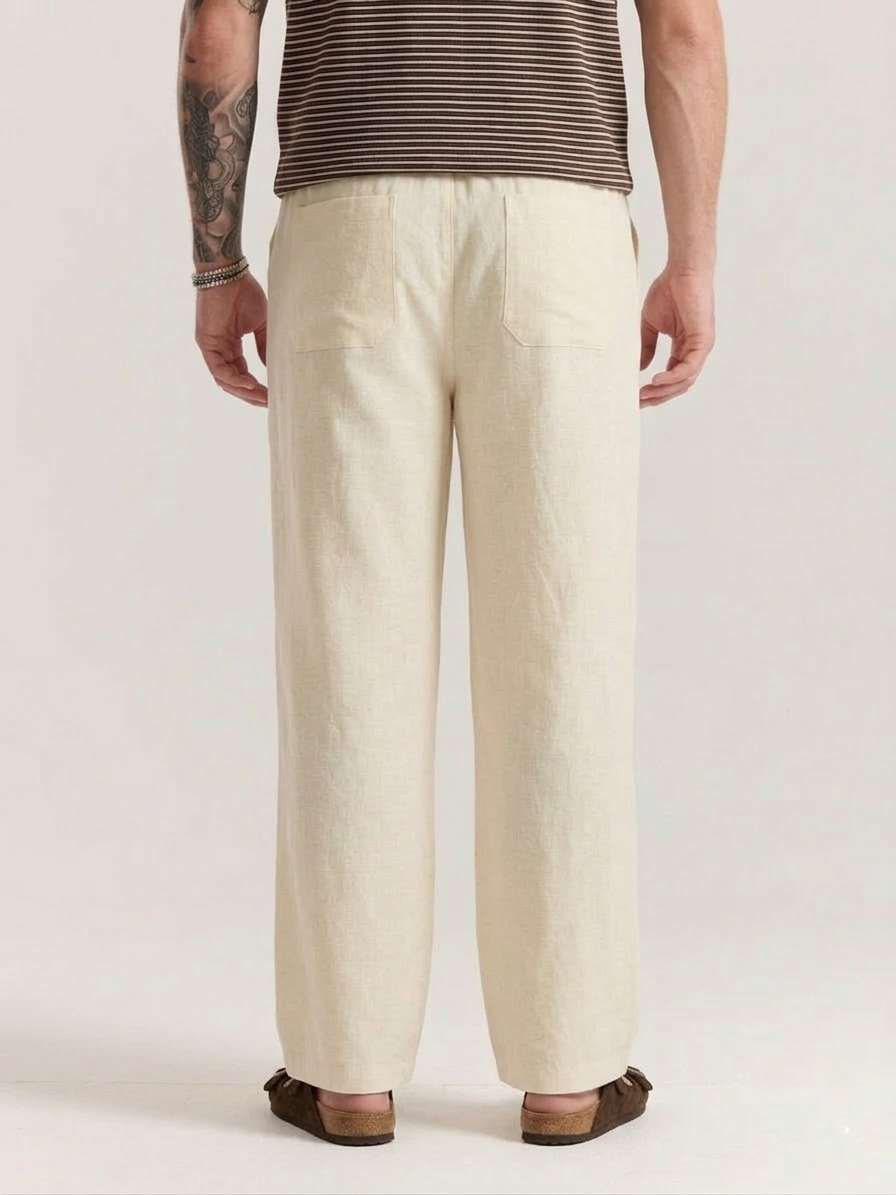 Cream Cotton Linen Pants