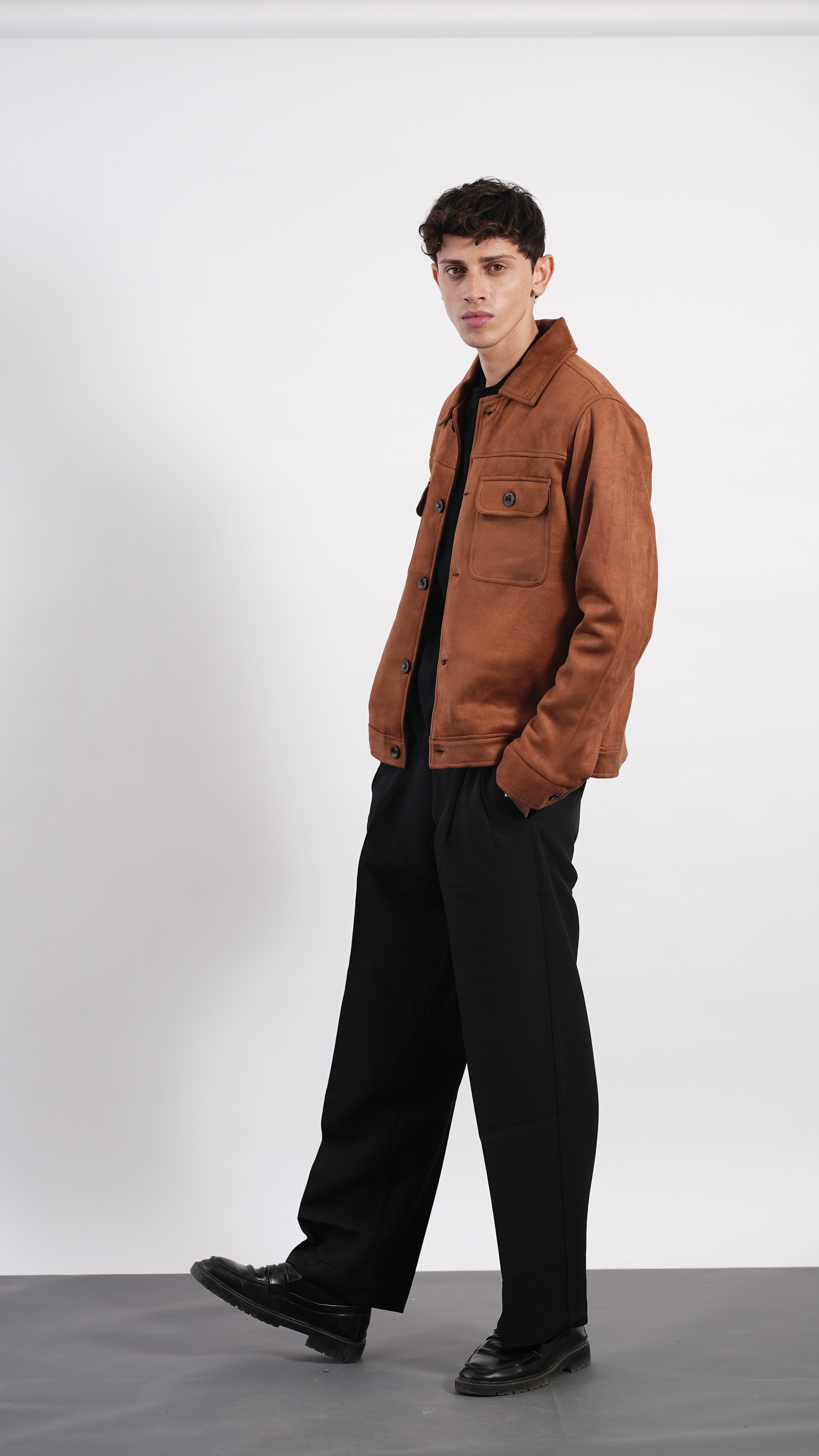 TAN FAUX SUED JACKET