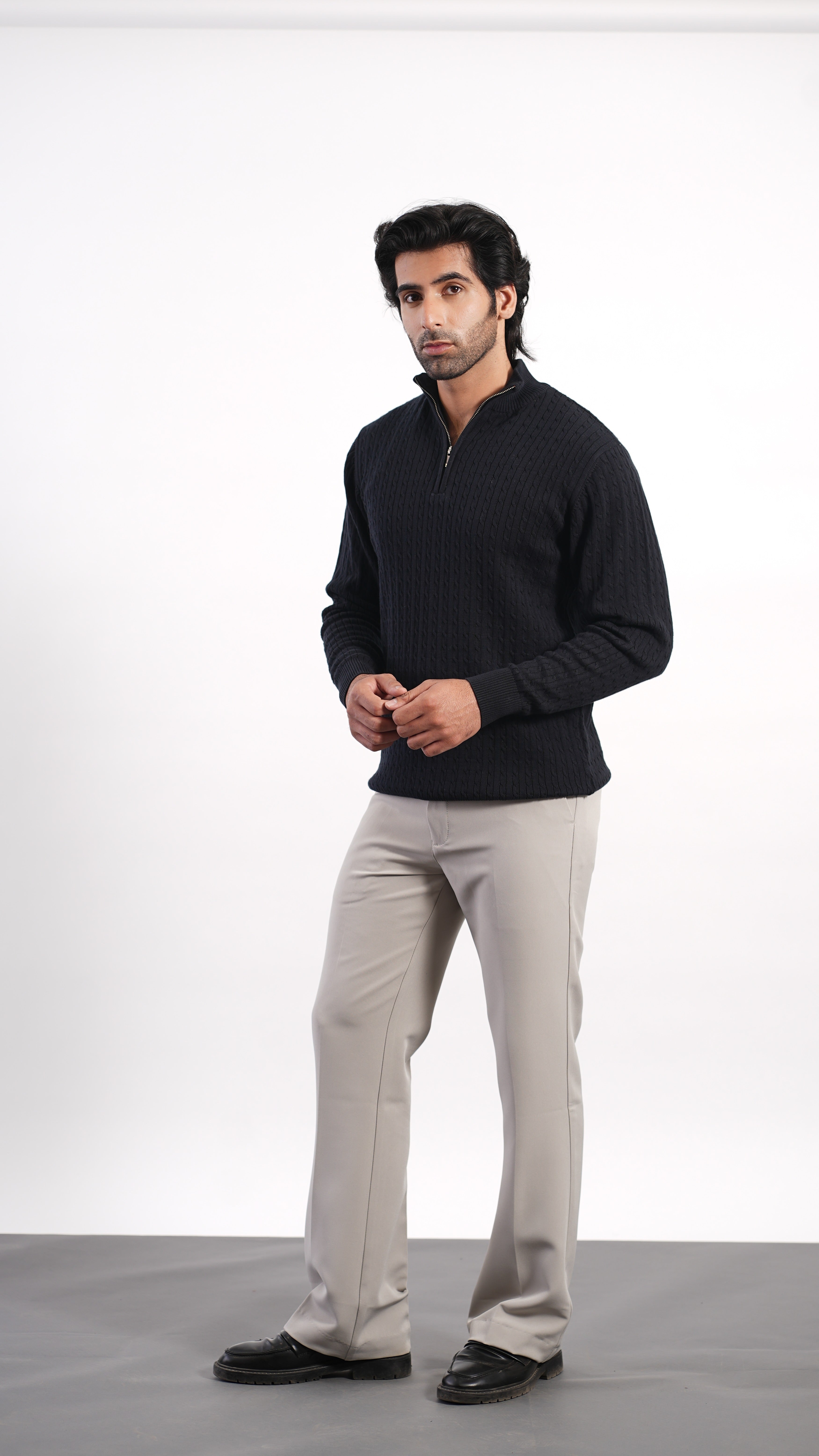 Light Grey Bootcut Pants – Premium Stretch Mid-Rise Trousers
