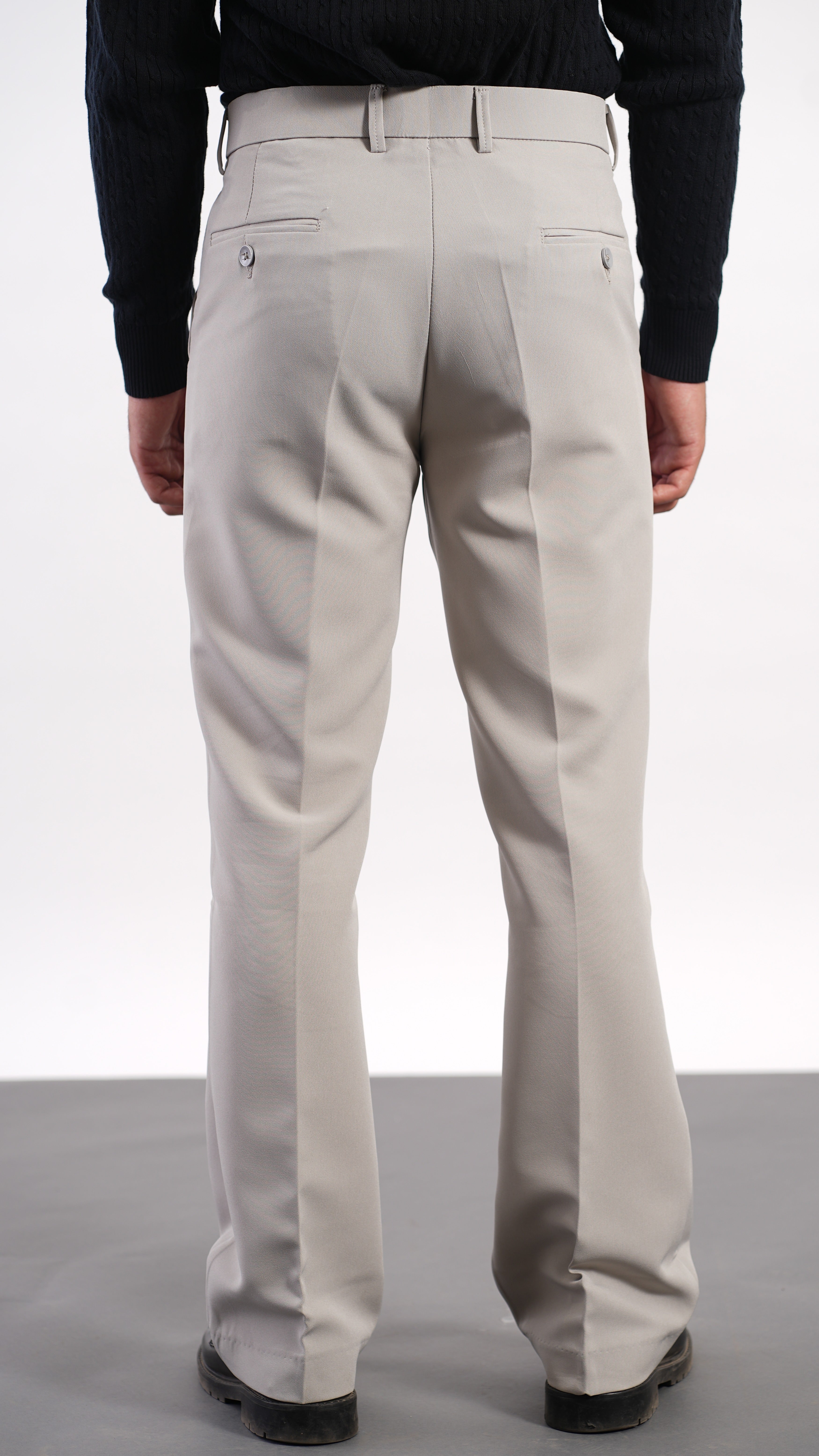 Light Grey Bootcut Pants – Premium Stretch Mid-Rise Trousers