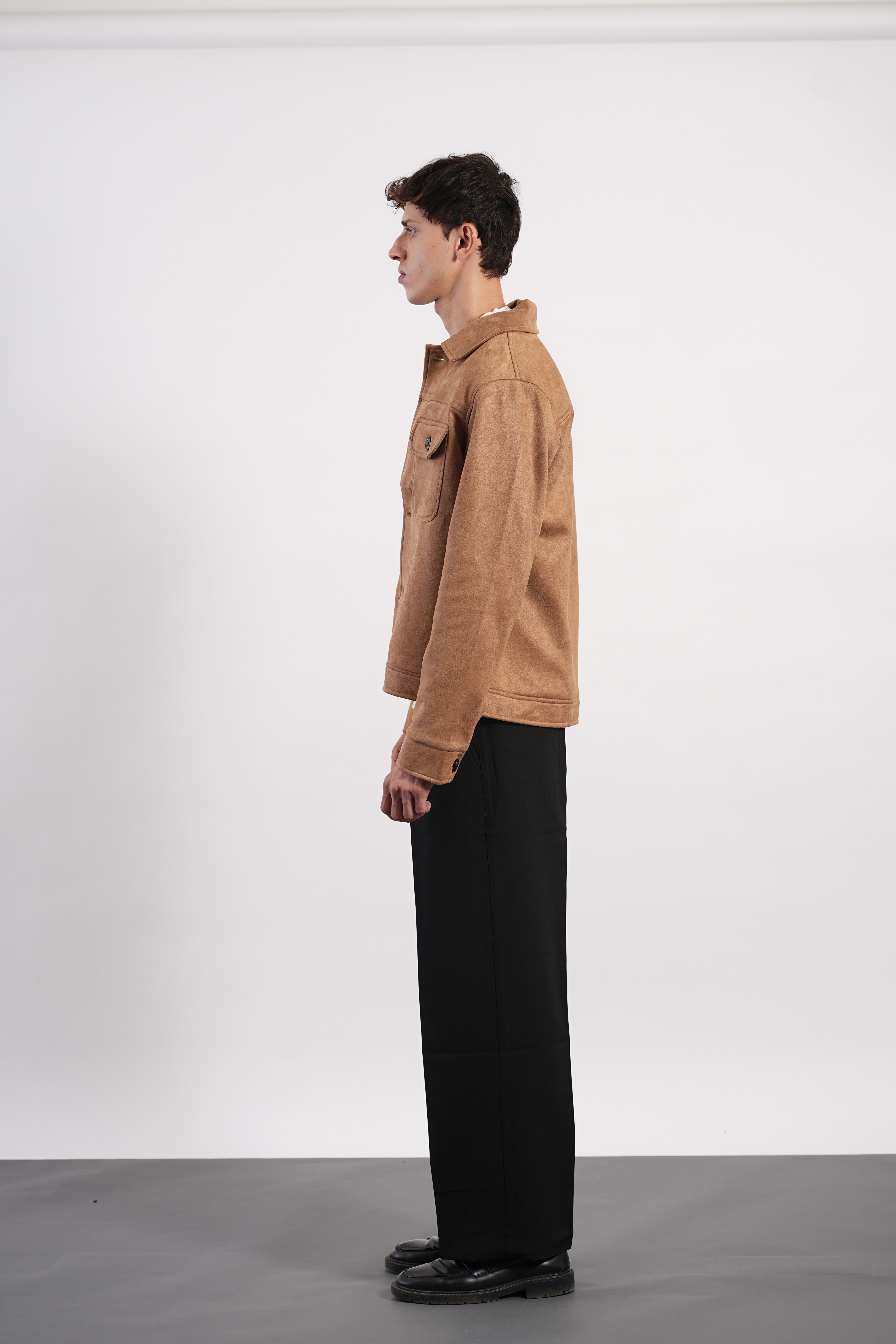 CAMEL FAUX SUED JACKET