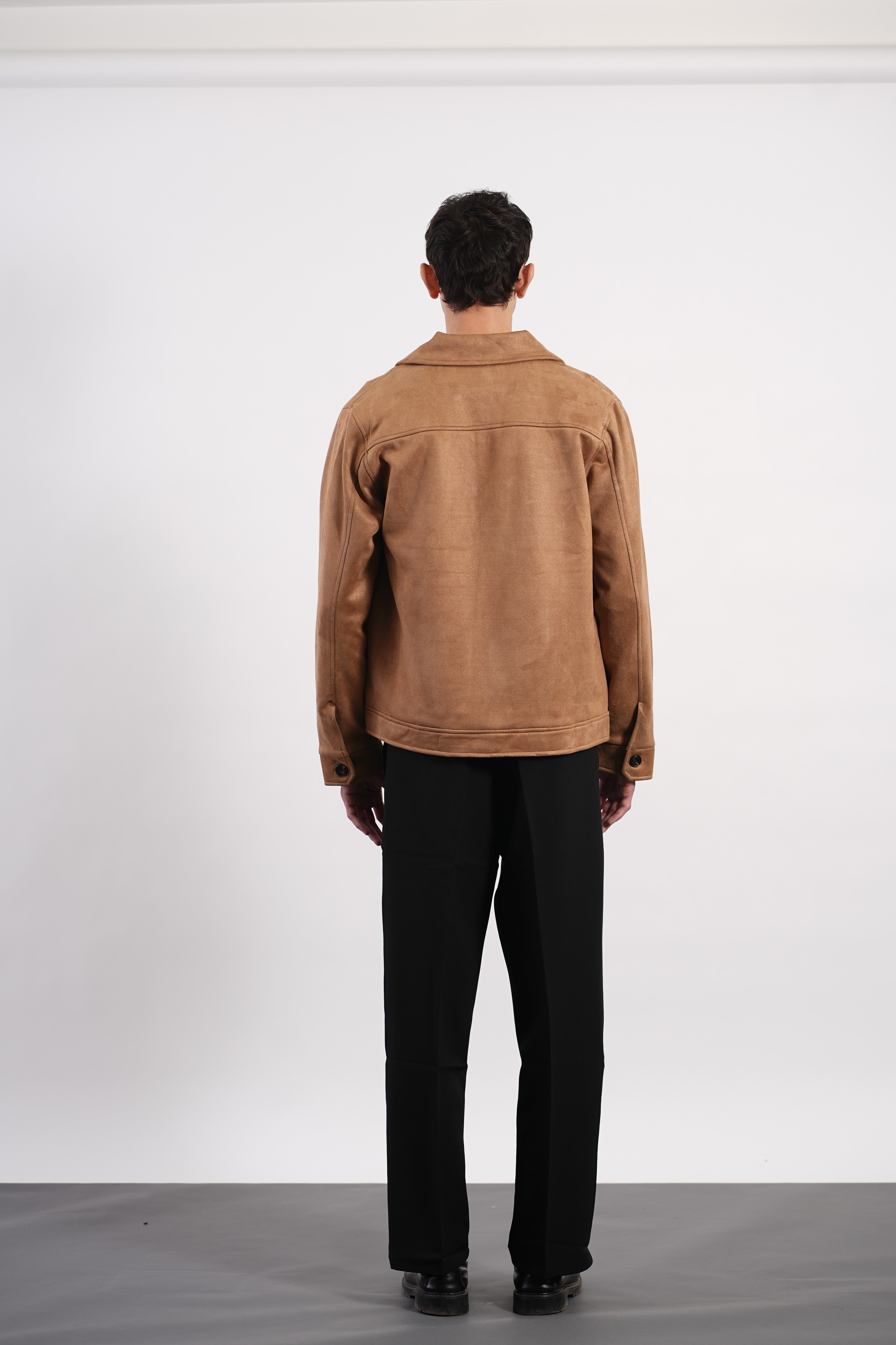 CAMEL FAUX SUED JACKET