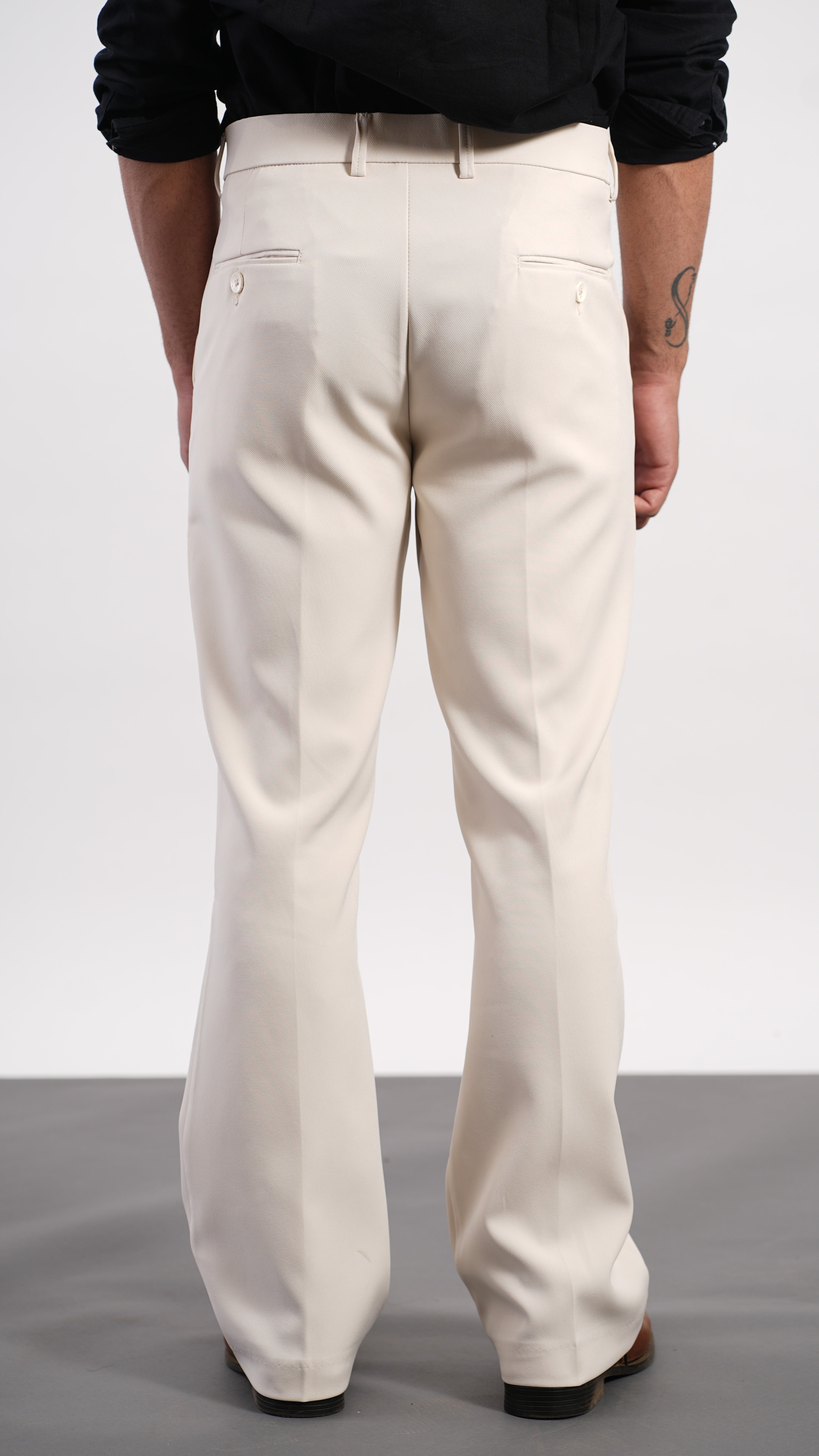 Cream Bootcut Pants – Premium Stretch Mid-Rise Trousers