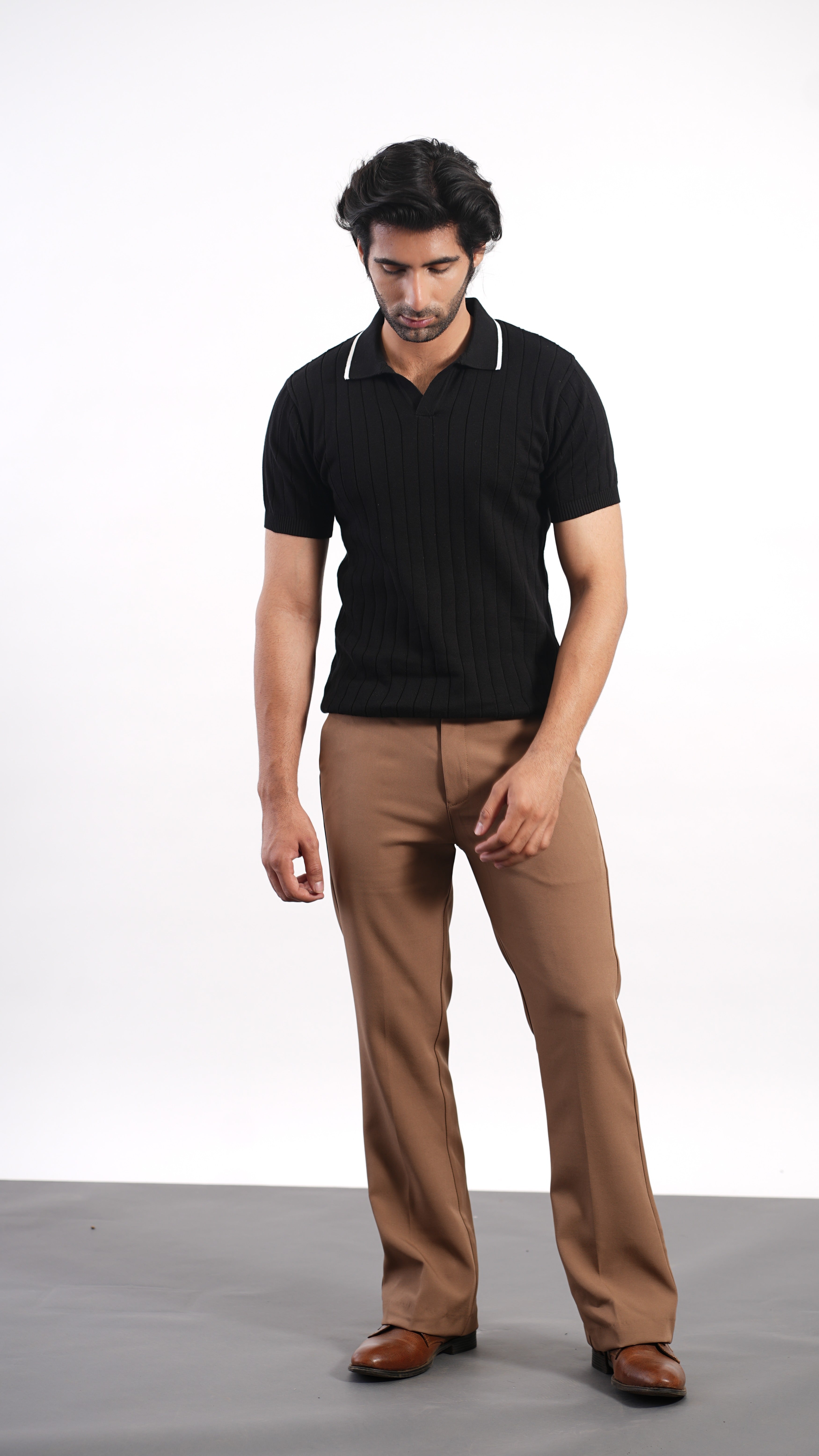 Tan Bootcut Pants – Premium Stretch Mid-Rise Trousers