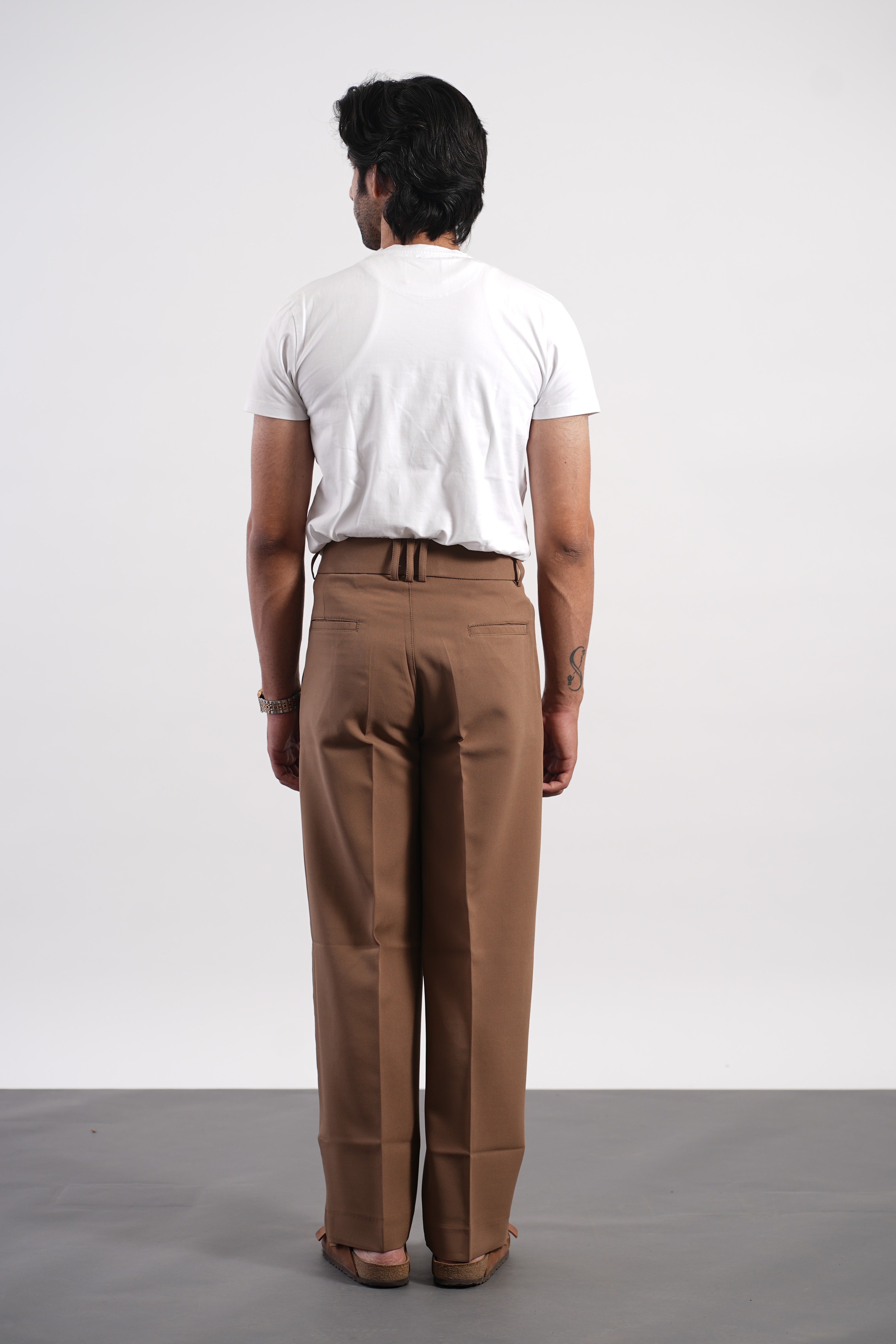 Tan Korean Pants – Premium Tapered Fit Stretch Trousers