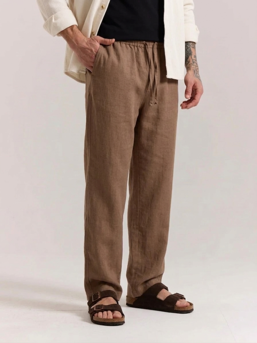 Ivory Cotton Linen Pants