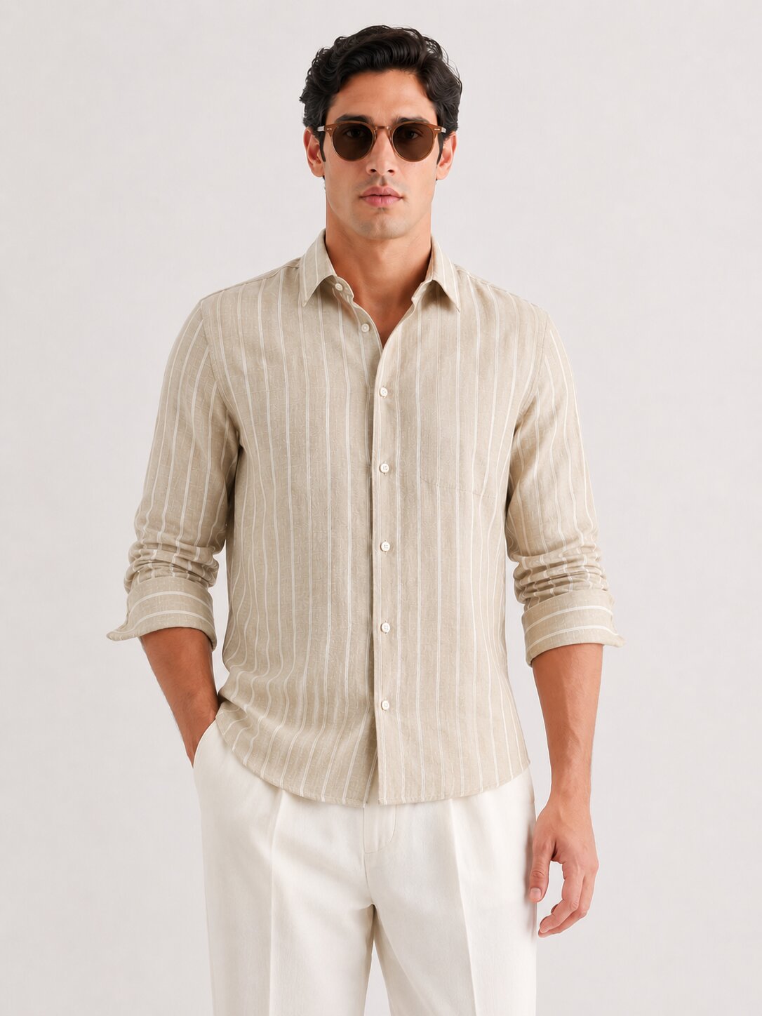 Desert Sand Striped Linen Shirt