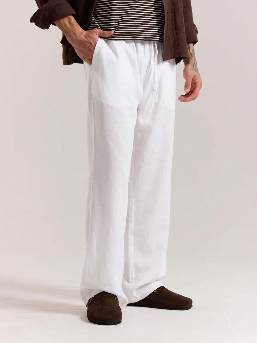 White Cotton Linen Pants