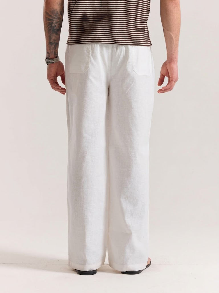 White Cotton Linen Pants