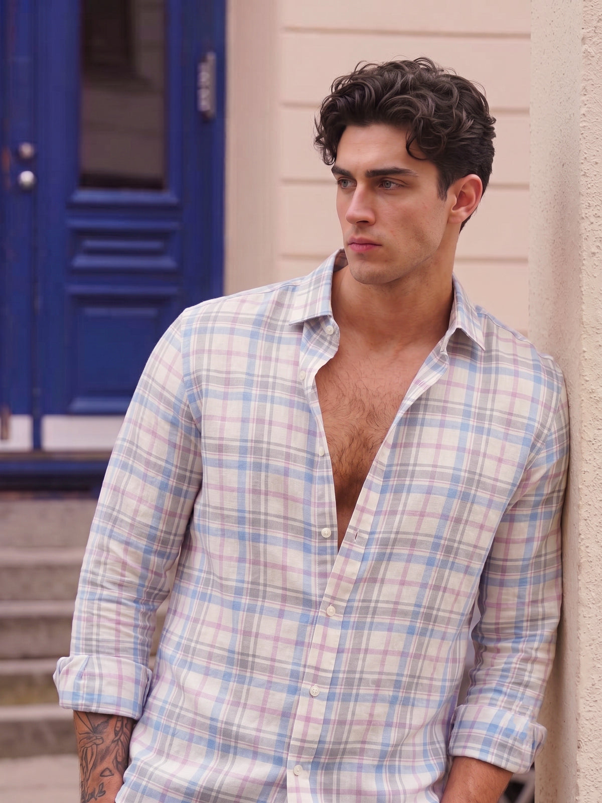 Sapphire Checked Linen Shirt