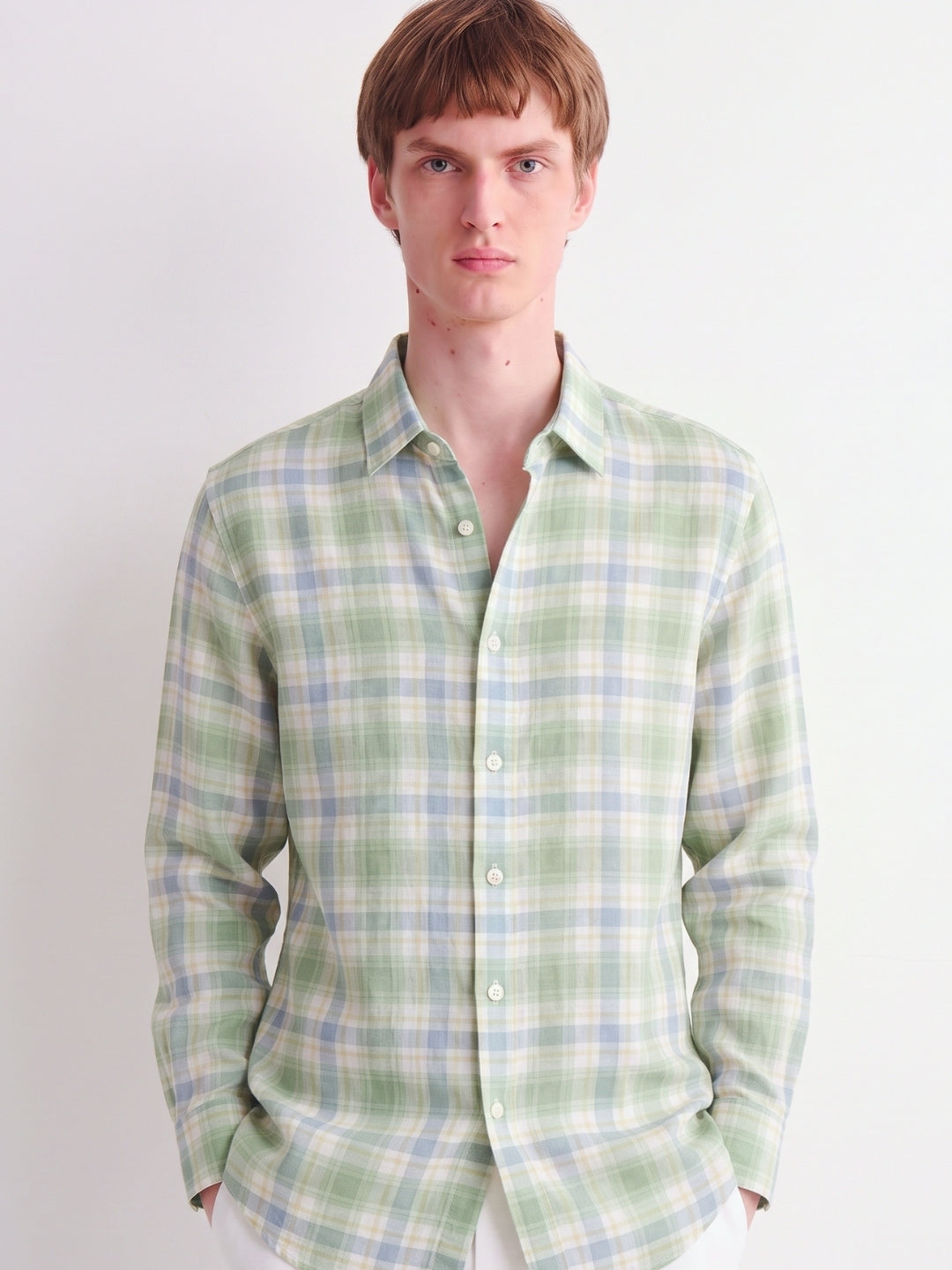 Green Checked Linen Shirt
