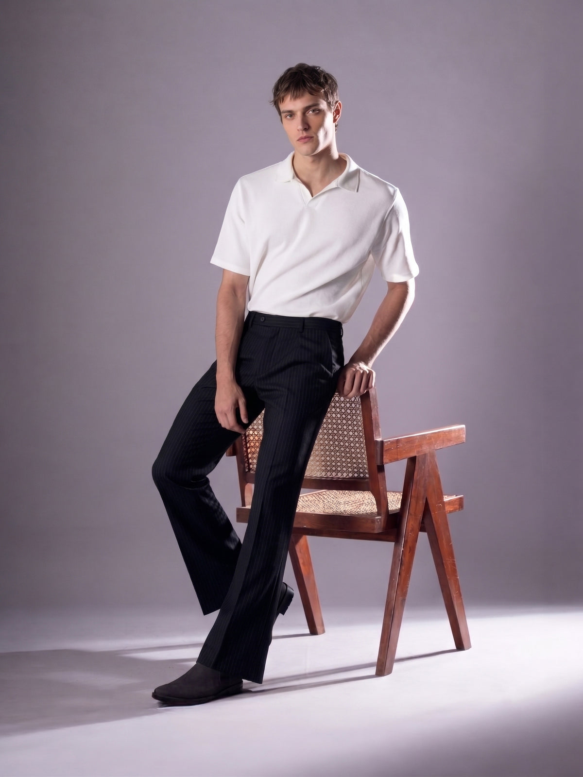 Black Striped Bootcut Pant