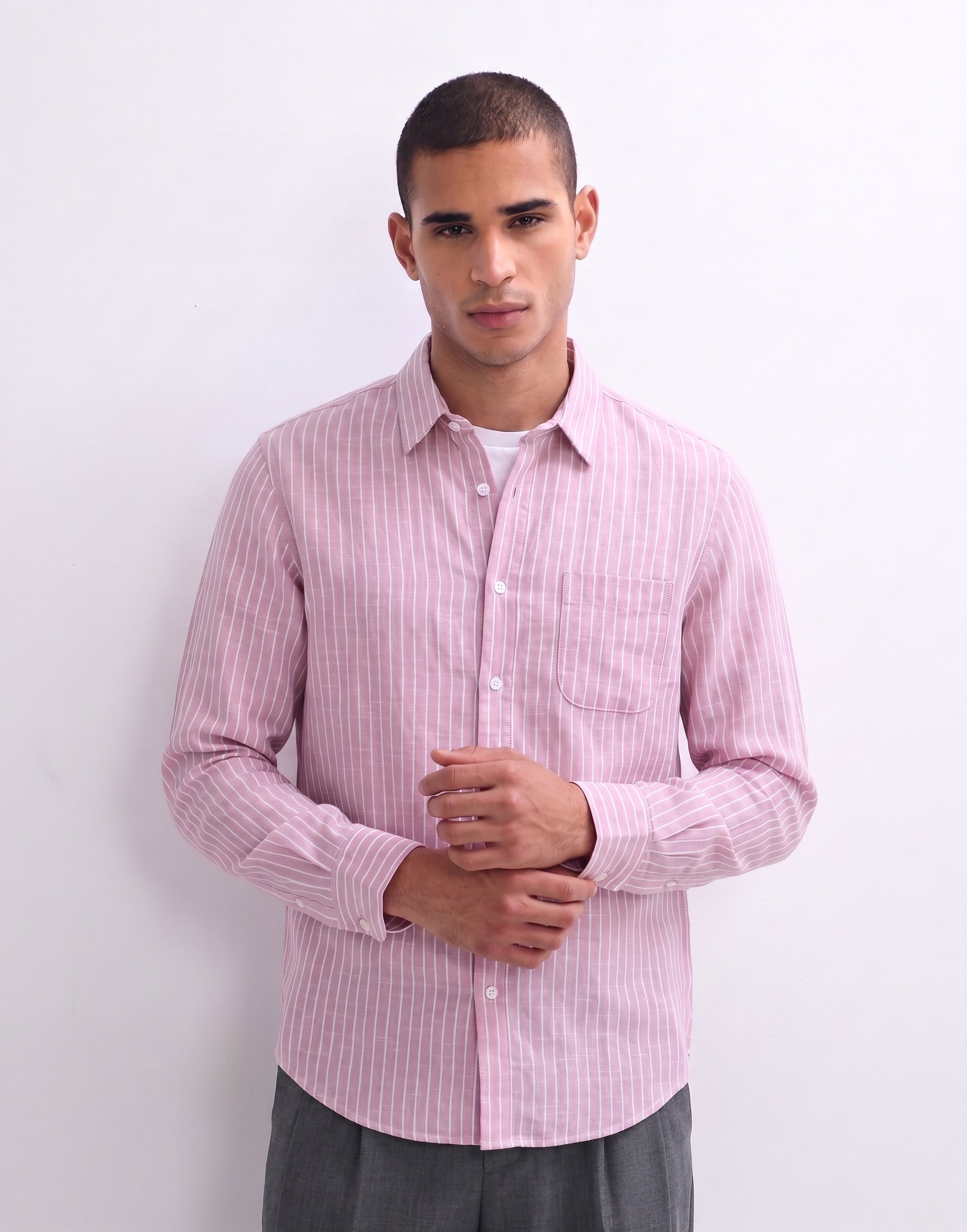 Pink Striped Linen Shirt