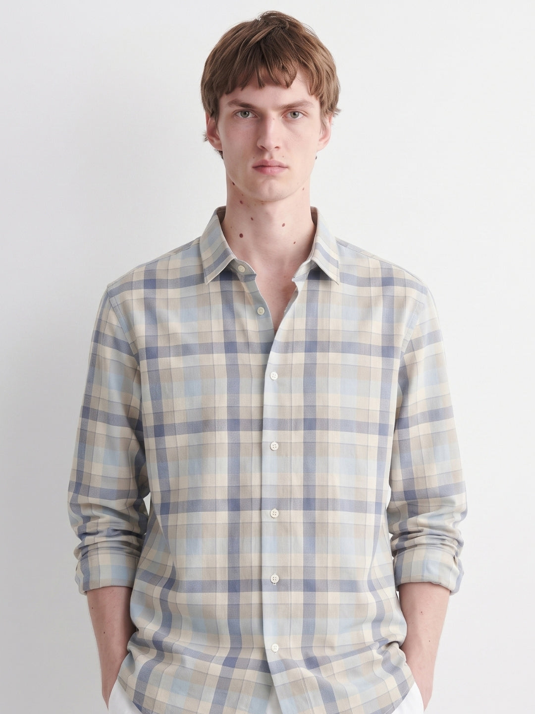 Navy Blue Striped Linen Shirt