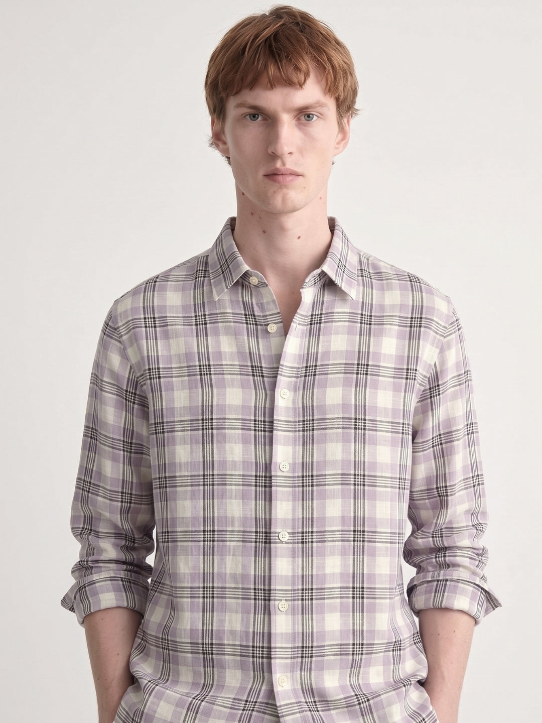 Purple Checked Linen Shirt