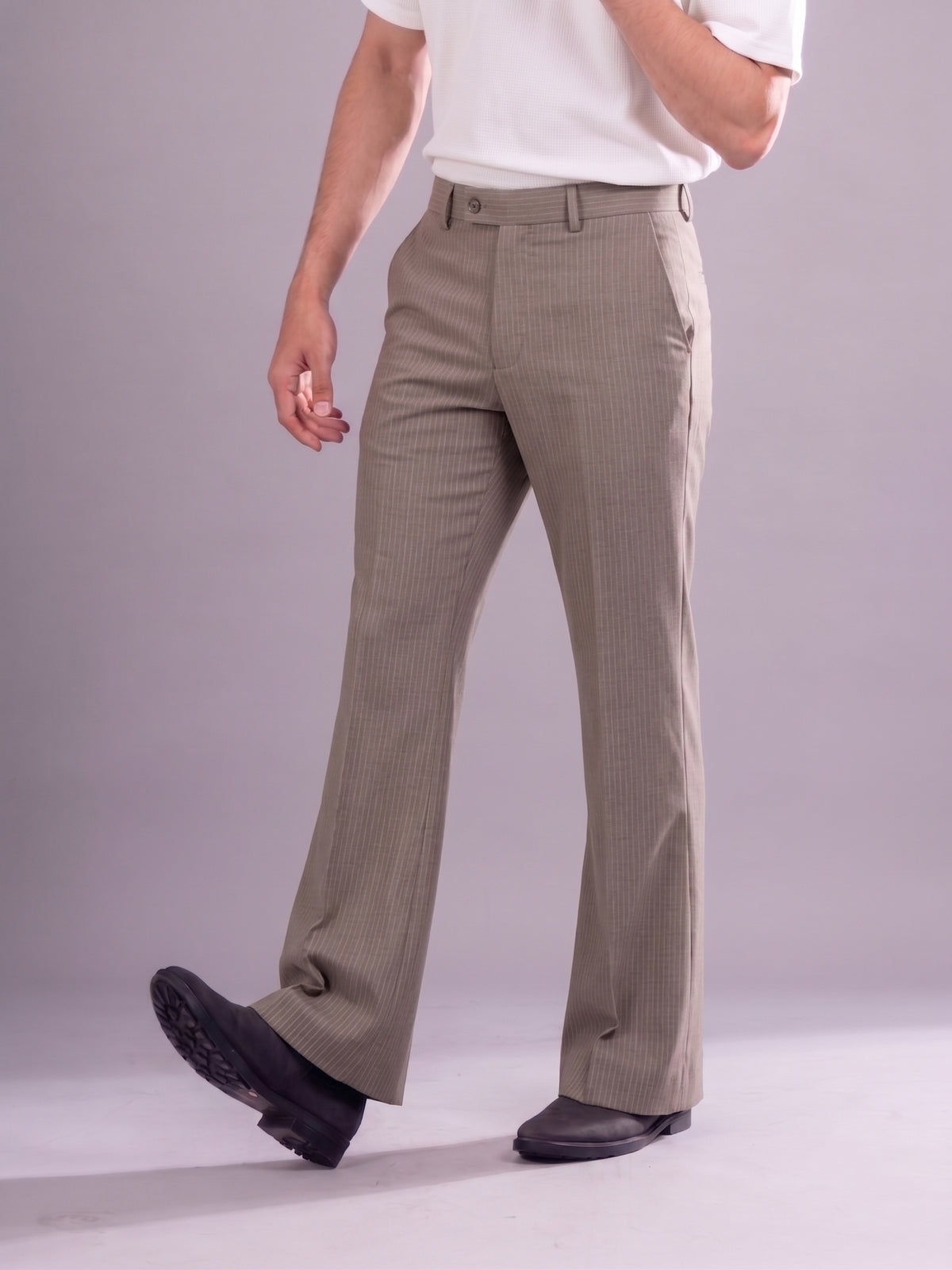 Mushroom Striped Bootcut Pant