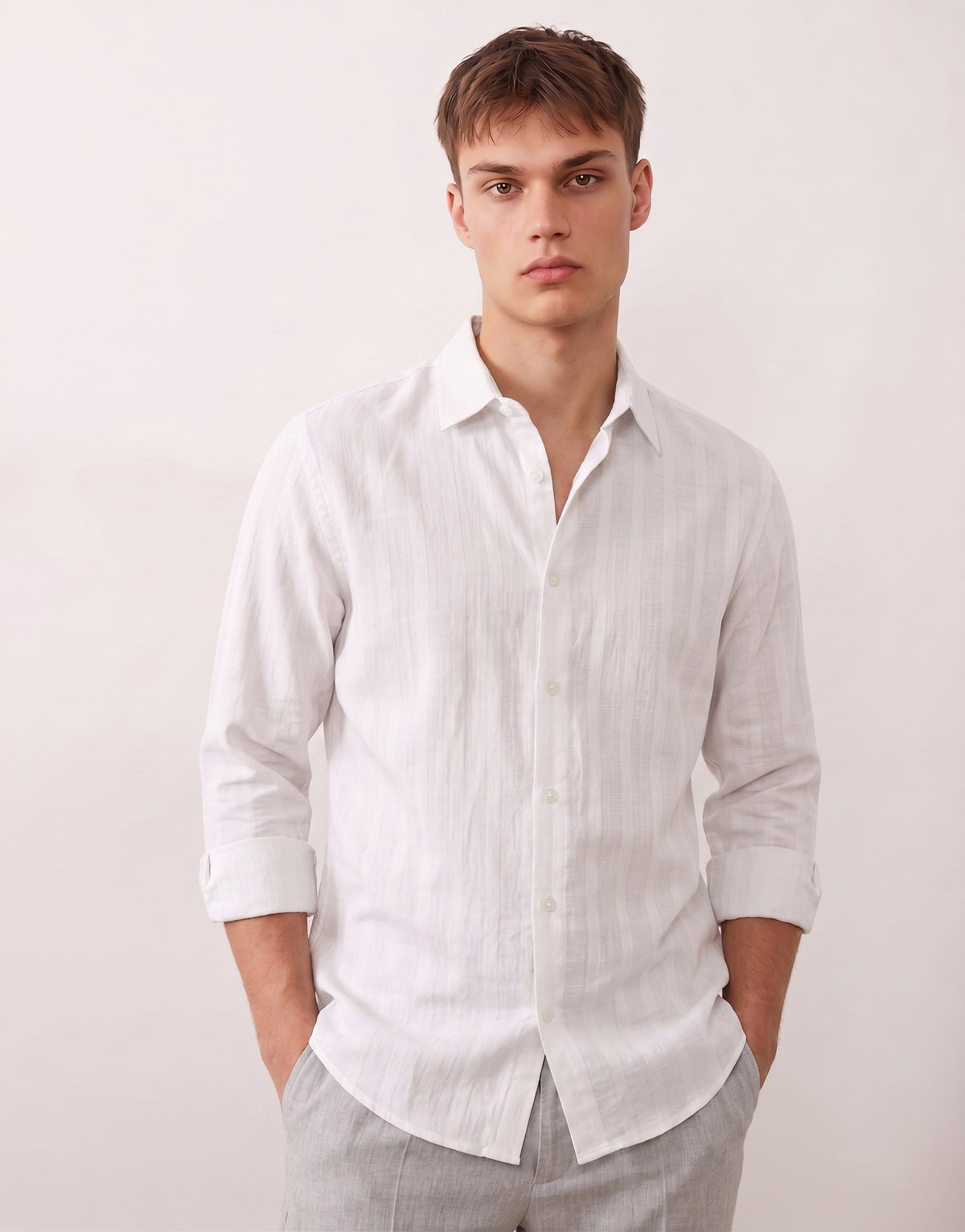 White Cotton Striped Shirt