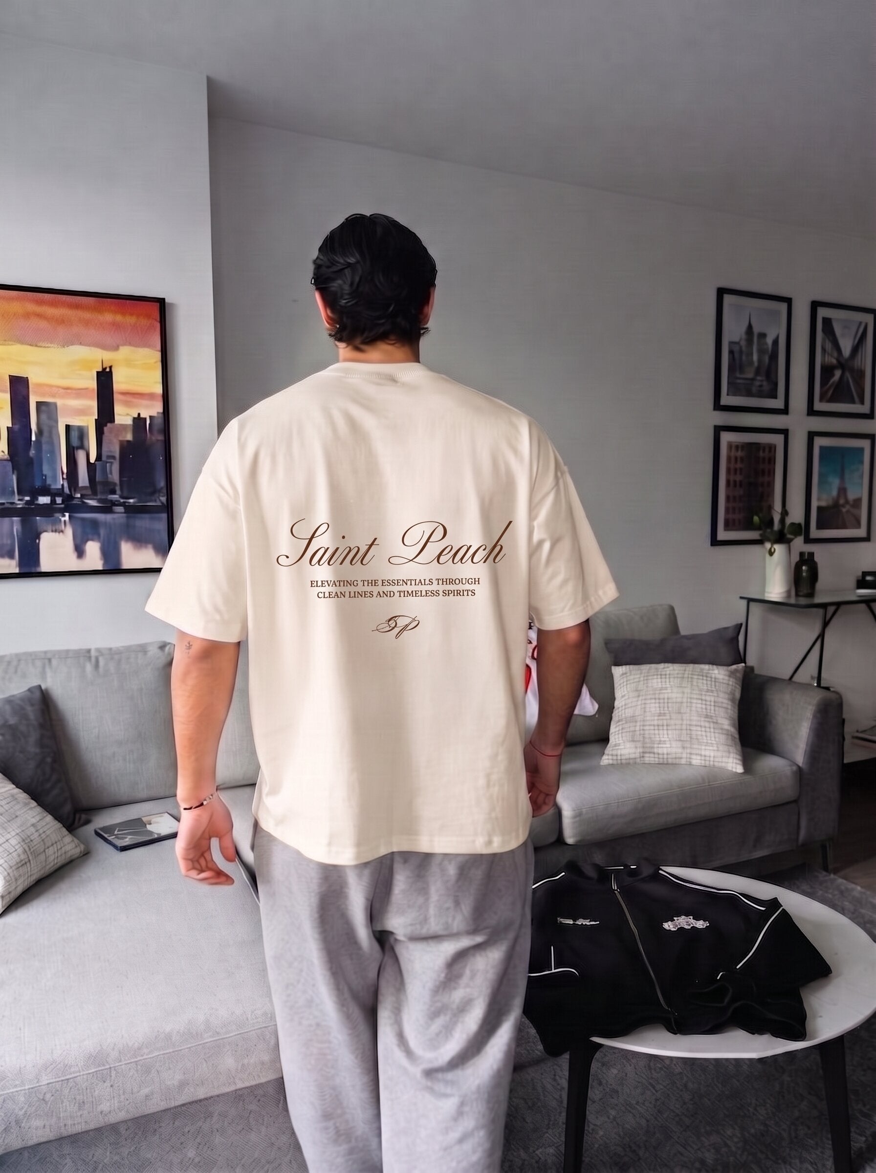 Unisex Cream Oversized T-shirt