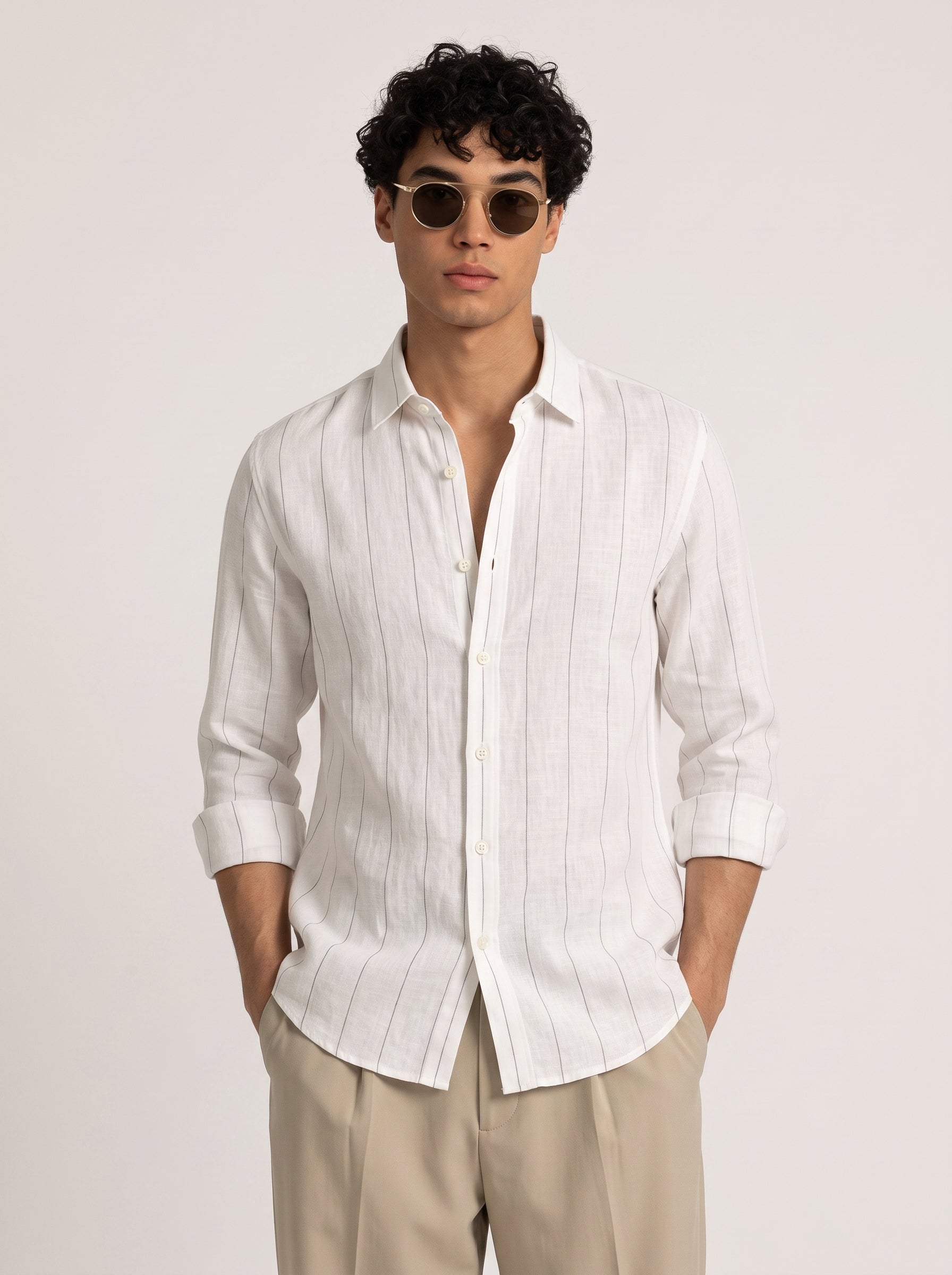 Soft White Striped Linen Shirt
