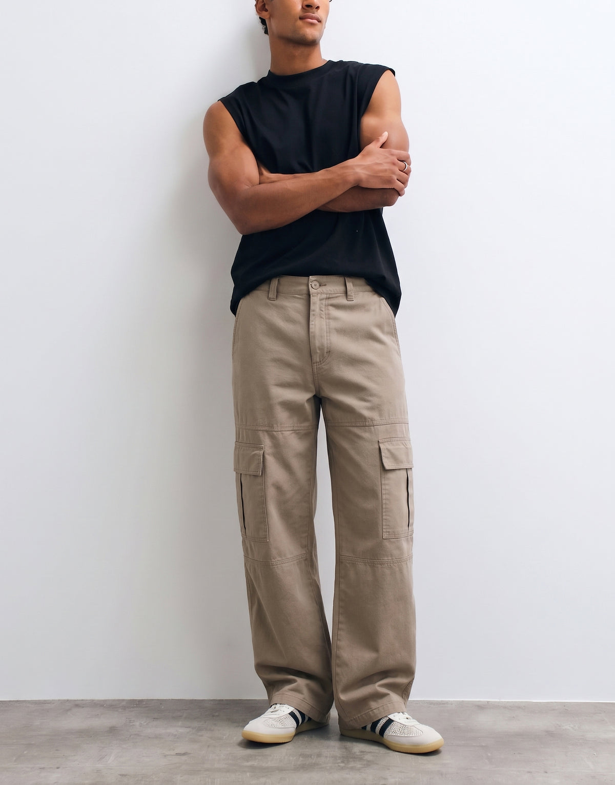 Mushroom Mid Rise Cotton Cargo